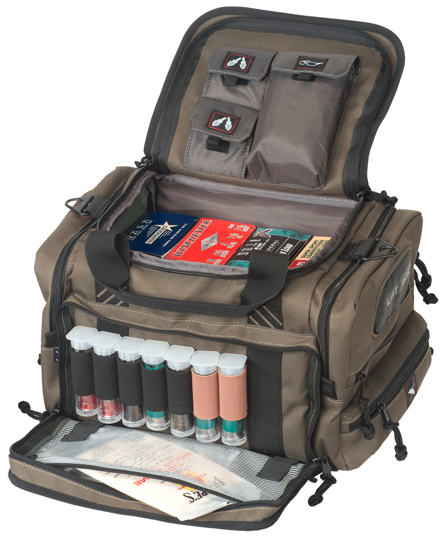 GPS Bags 1411SC Sporting ClaysOD Green Nylon with Lockable Zippers, Storage Pockets, Pull-Out Rain Cover & Visual ID Storage System Holds 8-10 Shot Shell Boxes