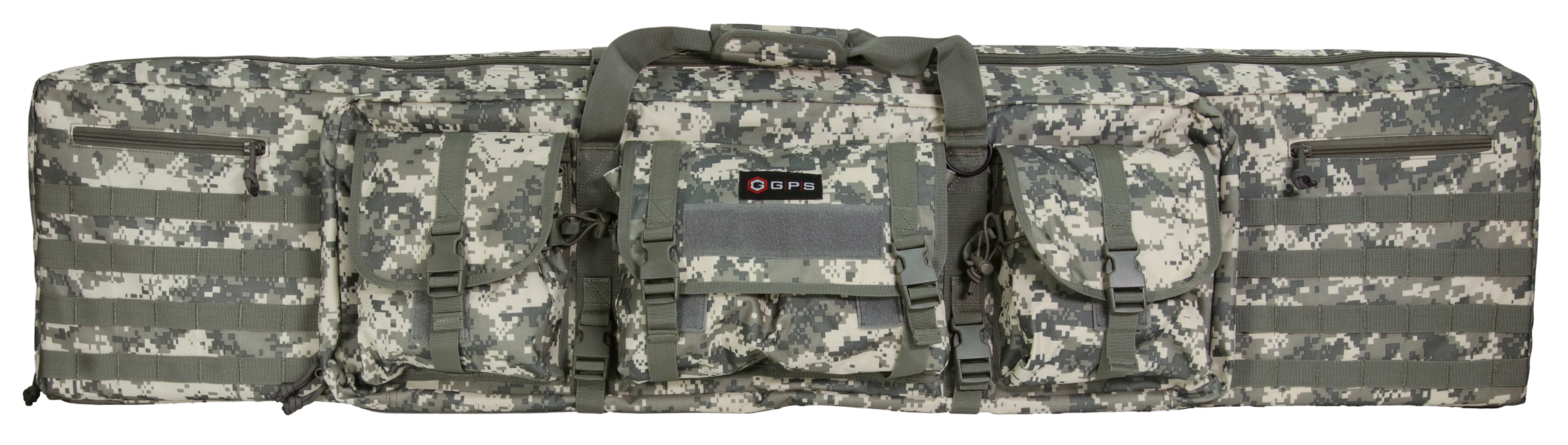 GPS Bags DRC55ACU DoubleA-TACS AU 600D Polyester with 2 Padded Pistol Sleeves, MOLLE Webbing & Lockable Zippers 55" L x 12.75" H x 9" W Exterior Dimensions