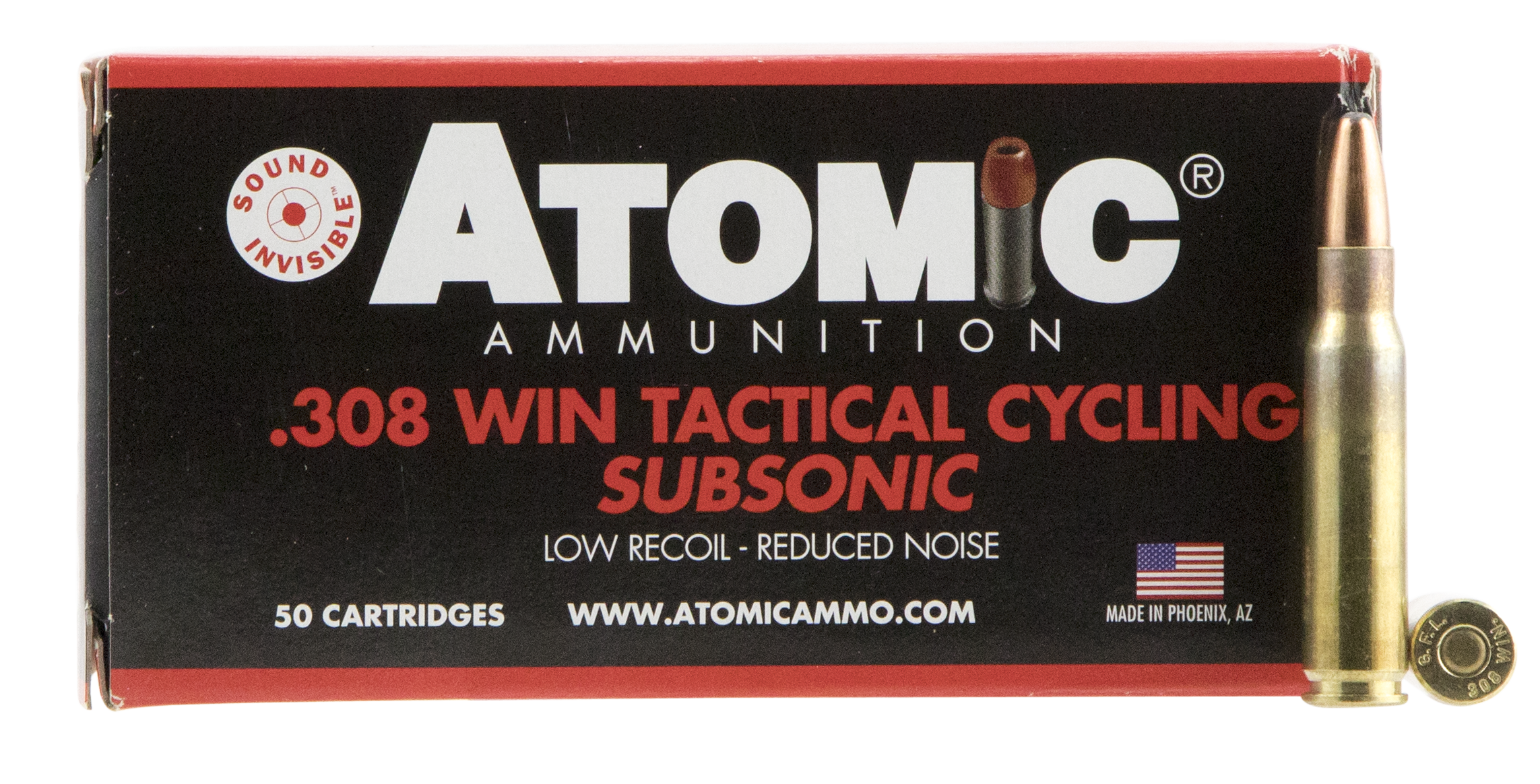 Atomic Tactical Cycling Subsonic Ammunition 308 Winchester 260 Grain Expanding Round Nose Soft Point Box of 50