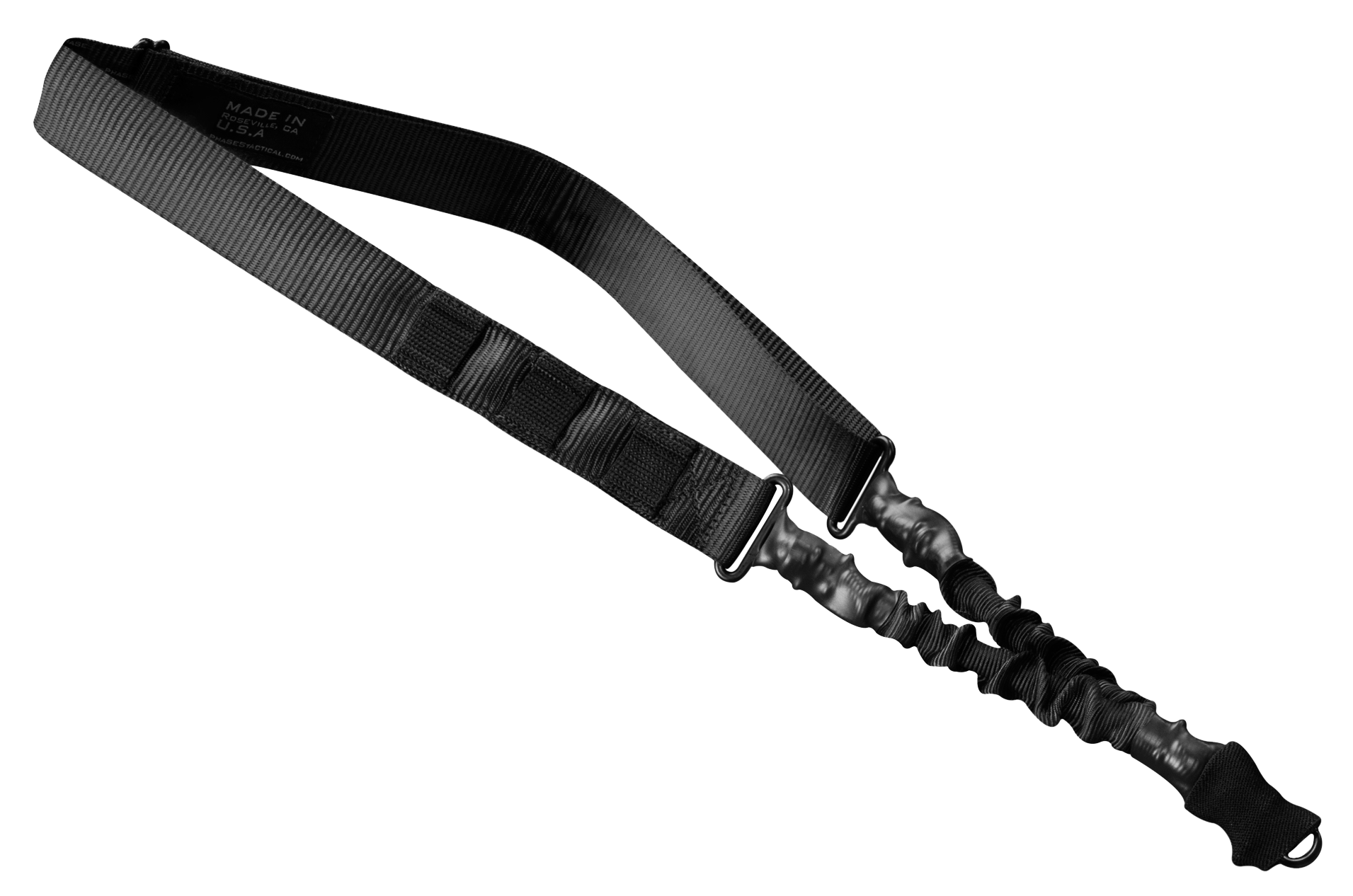 Phase 5 Weapon Systems SLGBLK Single Point Sling Adjustable Bungee Black Nylon Strap w/Elastic Shock-Cord for Rifle/Shotgun