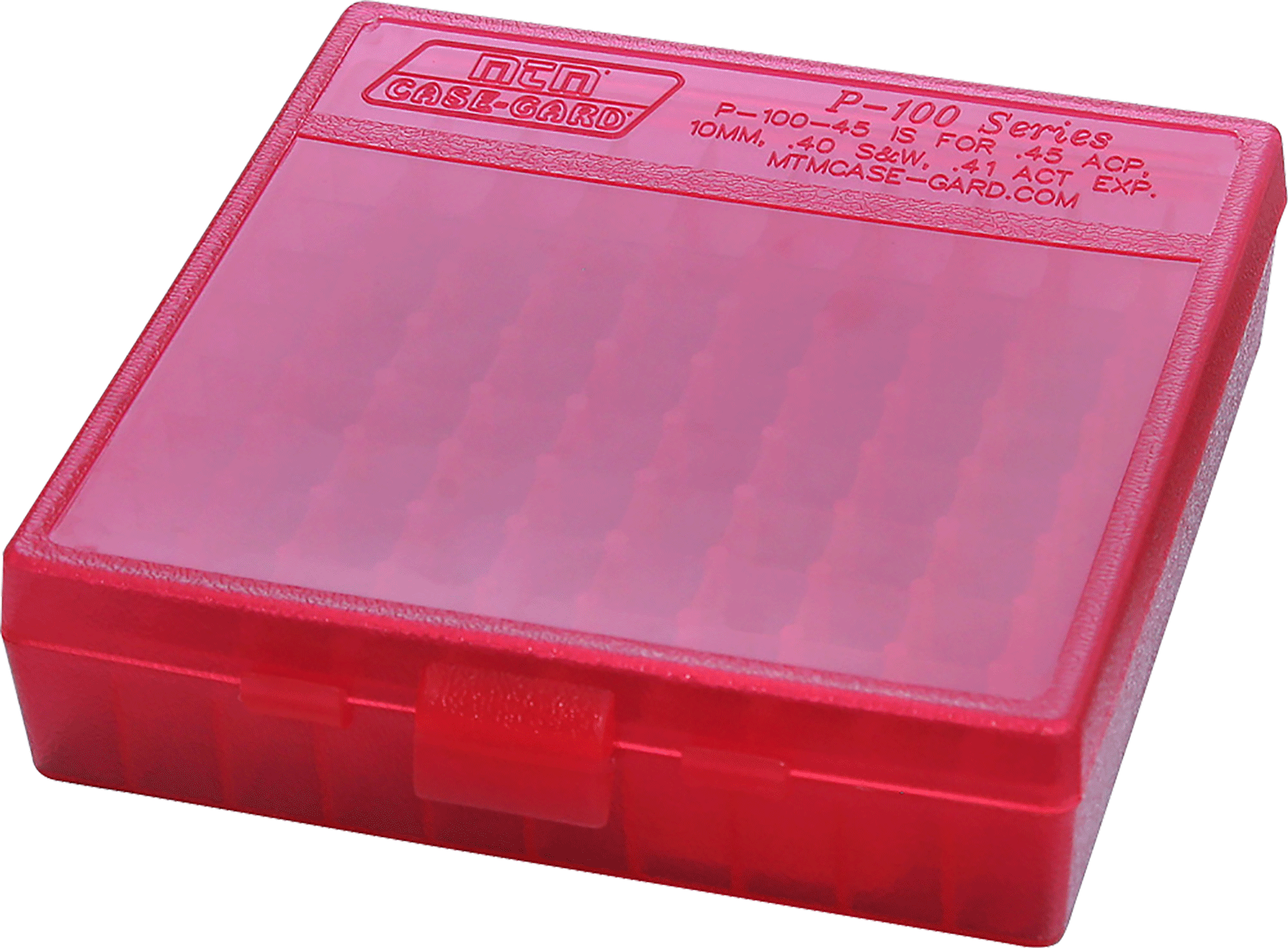MTM Case-Gard P1004529 Case-Gard P-100 Multi-Caliber Handgun Clear Red Polypropylene 100rd