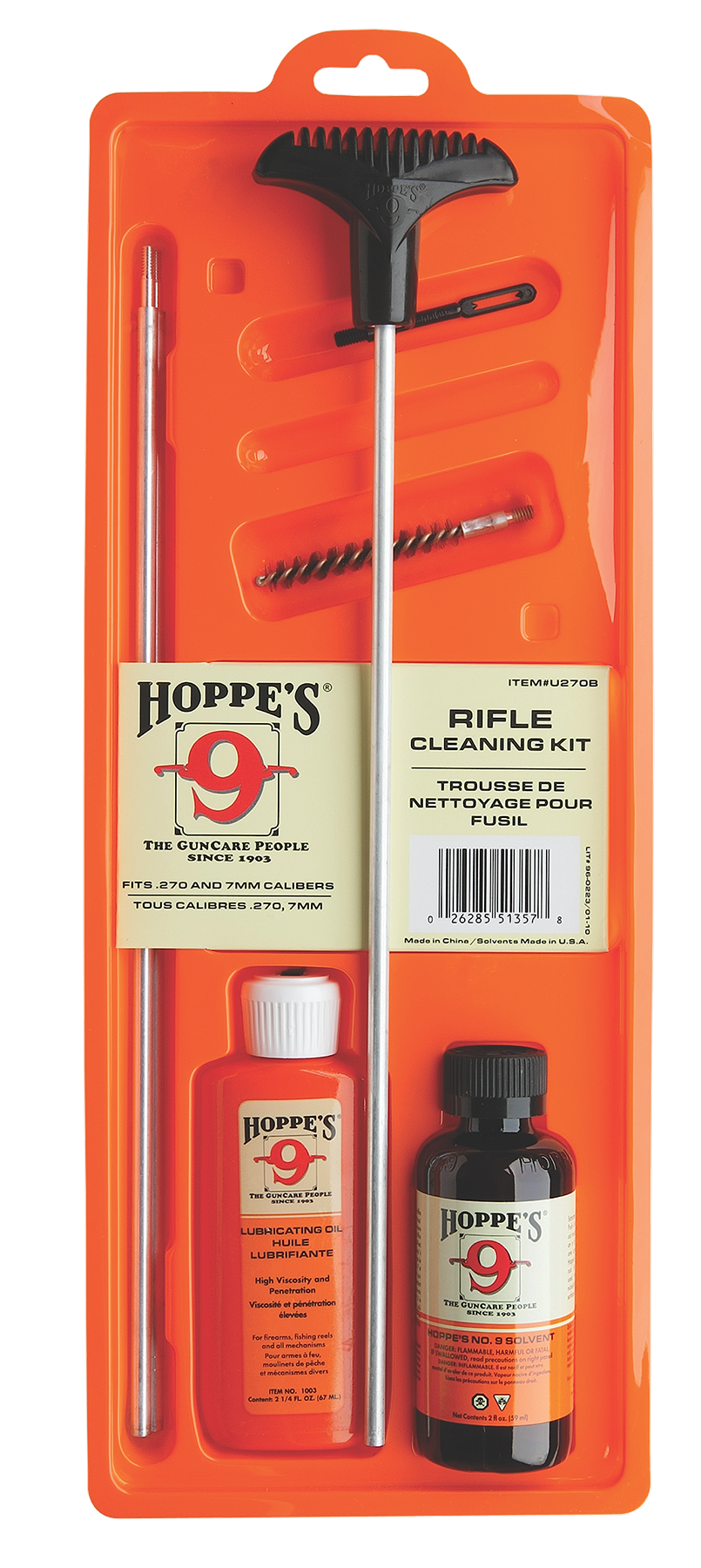 Hoppe's U270B Rifle Cleaning Kit 270 / 280 Cal & 7mm (Clam Pack)