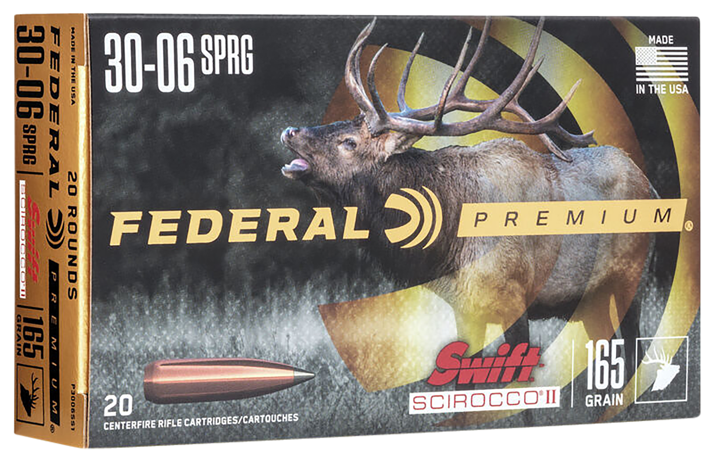 Federal P3006SS1 Premium Hunting 30-06 Springfield 165 gr Swift Scirocco II 20 Per Box/ 10 Cs