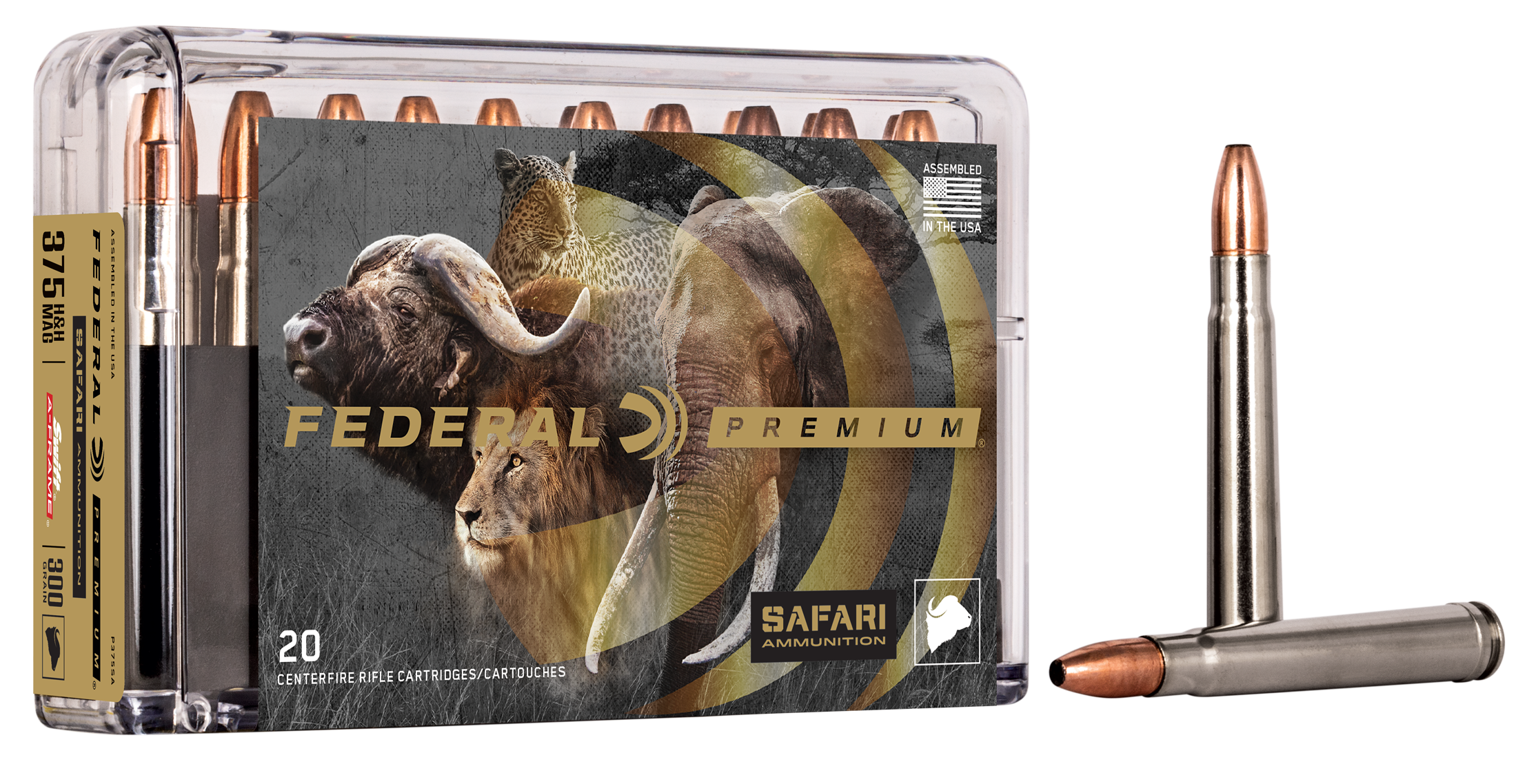 Federal Premium Safari Ammunition 375 H&H Magnum 300 Grain Swift A-Frame