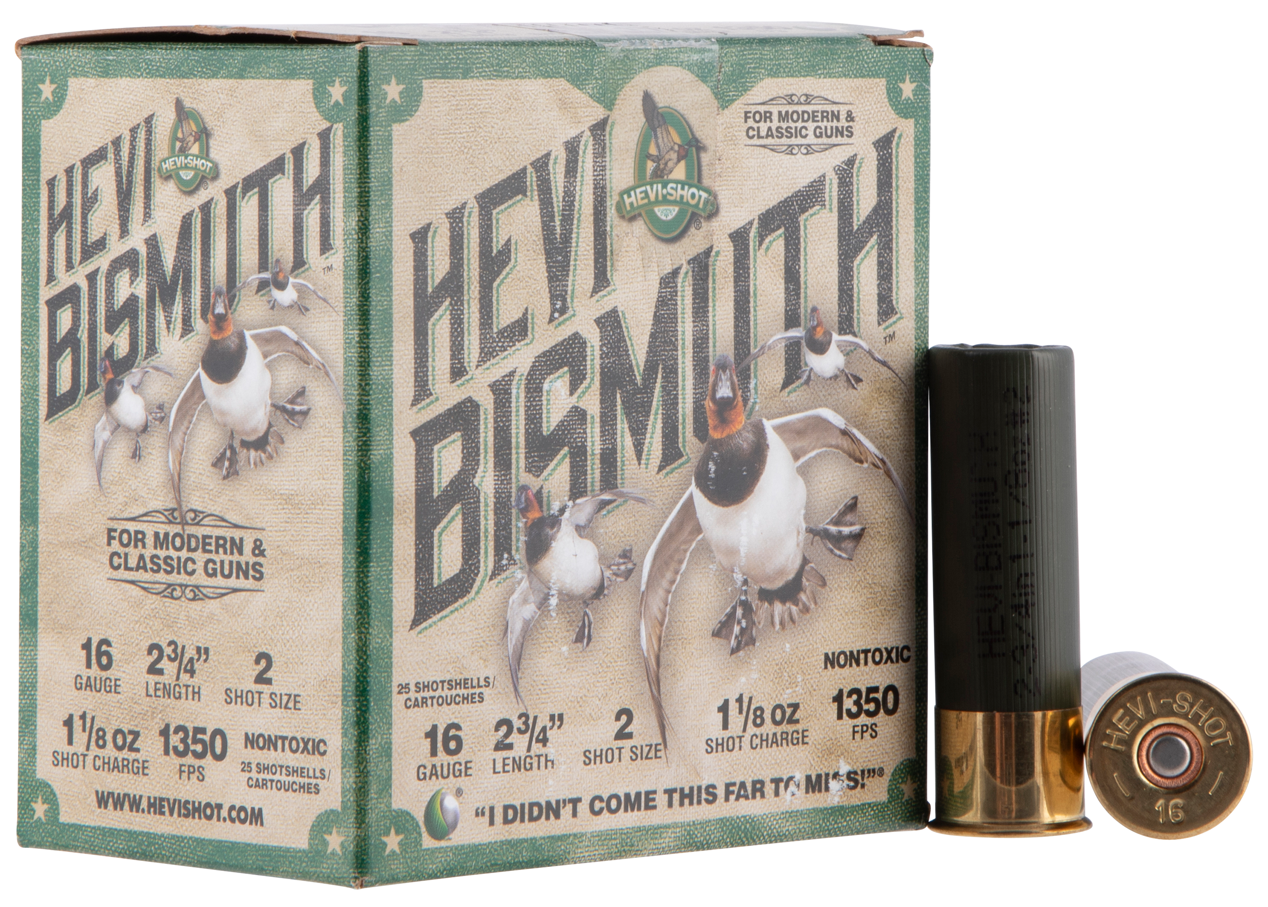 HEVI-Shot HS16702 HEVI-Bismuth Waterfowl 16 Gauge 2.75" 1 1/8 oz 1350 fps Bismuth 2 Shot 25ea