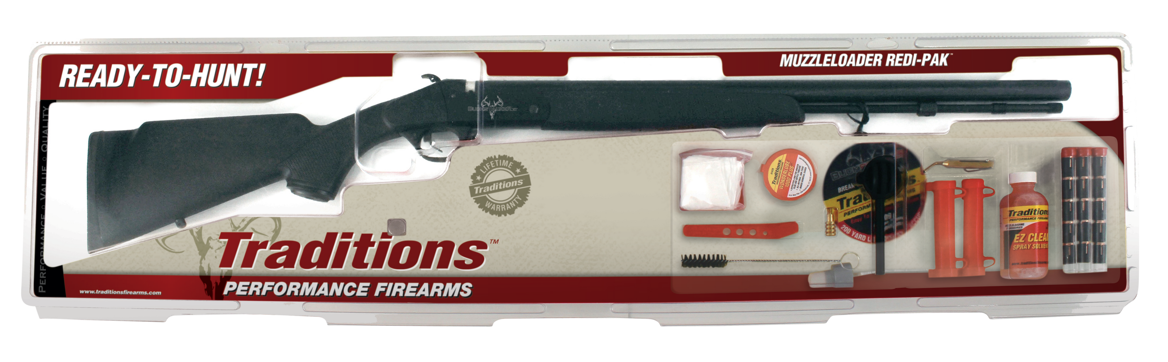 Traditions RC572000840 Buckstalker XT 50 Cal 209 Primer 24" Blued Barrel/Rec Black Synthetic Stock Redi-Pack