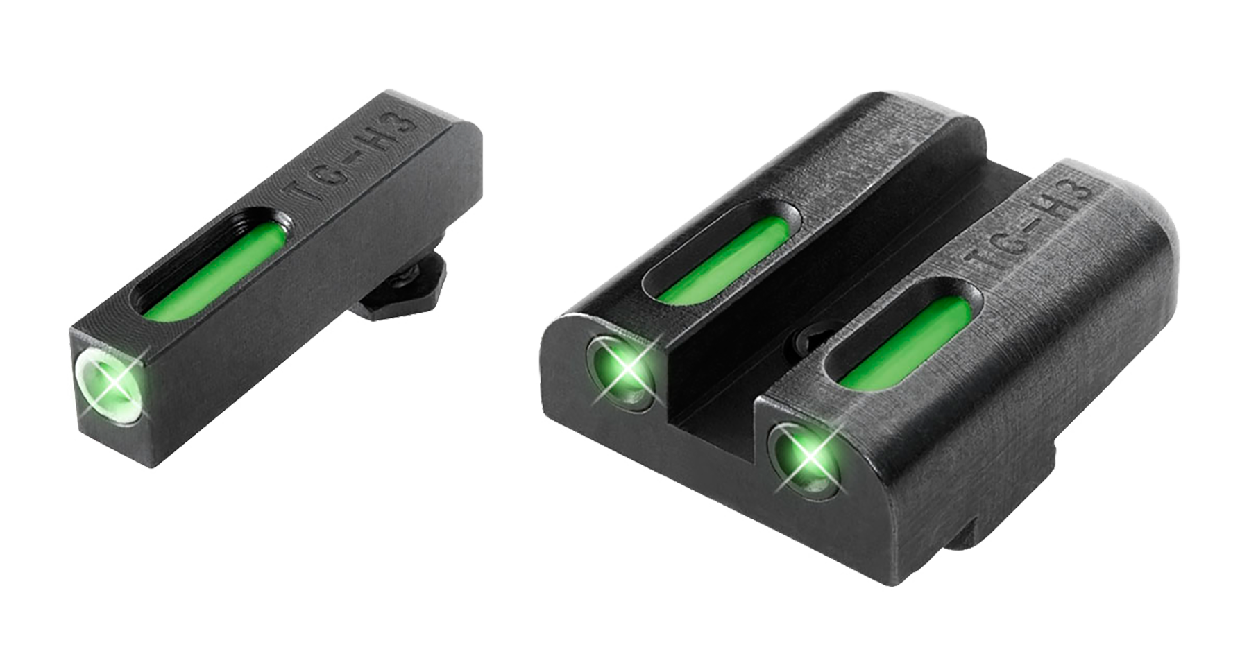 TRUGLO TFX Sight Set Glock 20, 21, 25, 29, 30, 31, 32, 37, 40, 41 Tritium Fiber Optic Green with White Front Dot Outline