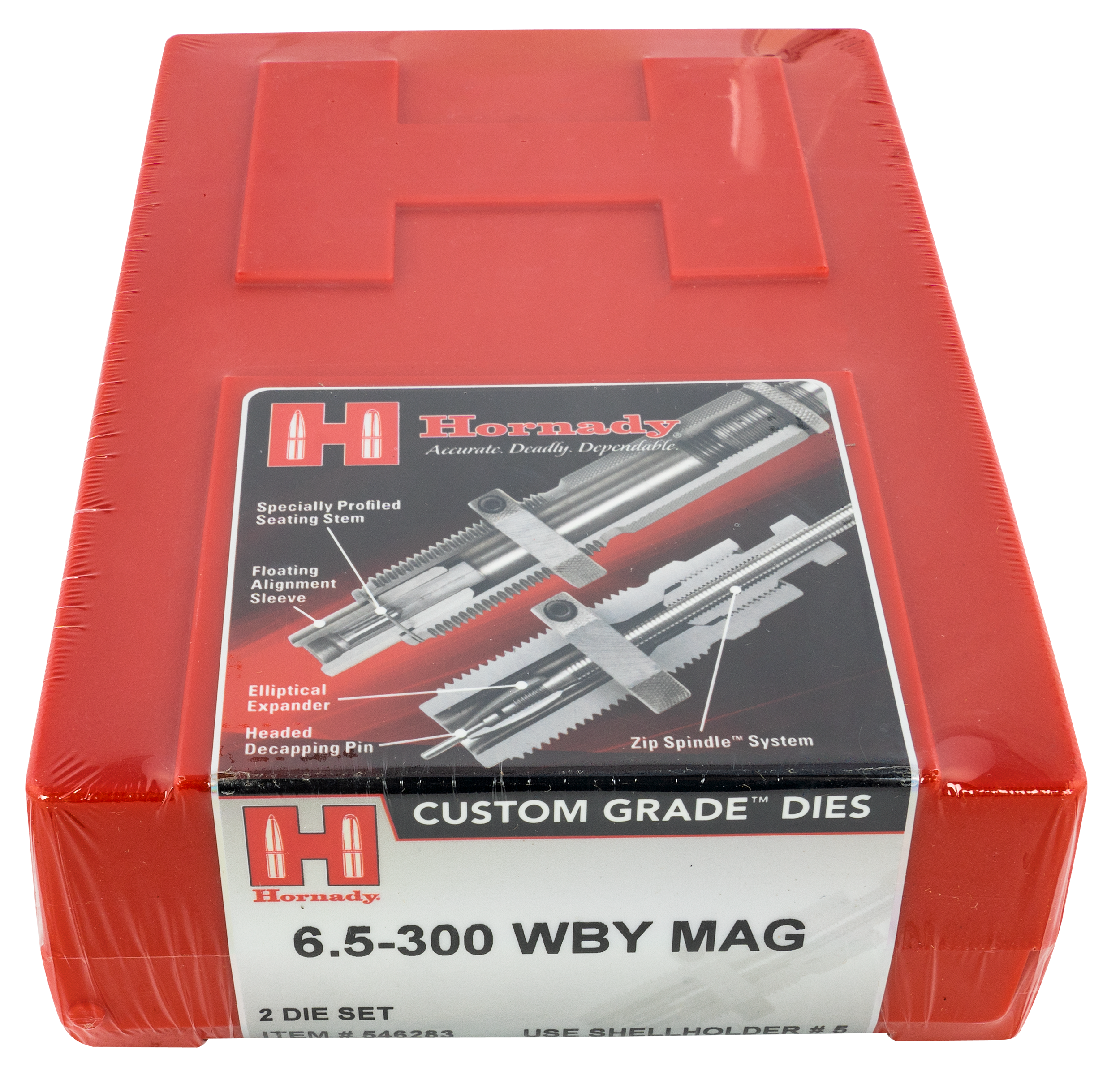 Hornady 546283 Custom Grade Series IV 2-Die Set for 6.5-300 Wthby Mag Includes Sizing/Seater