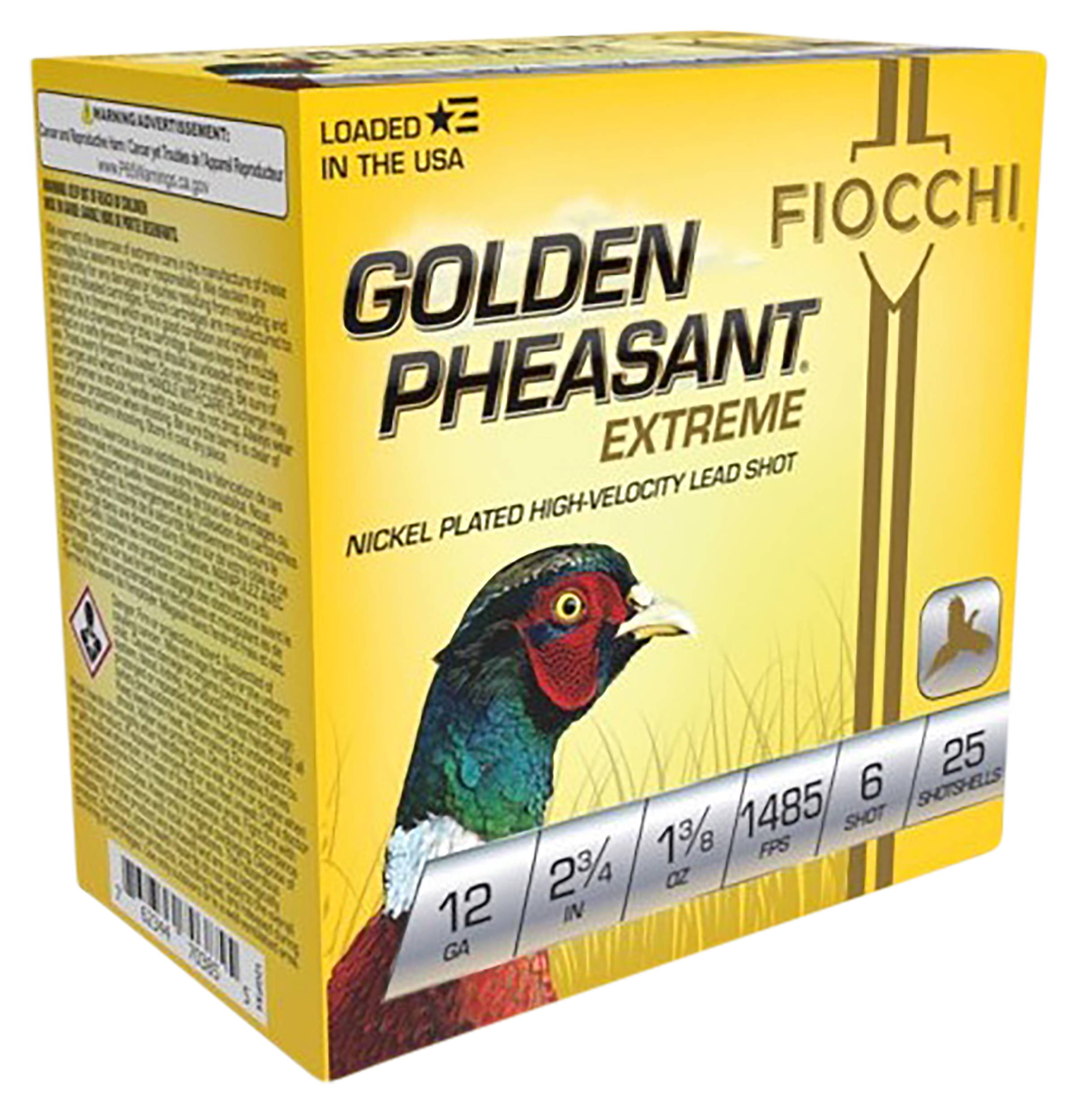 Fiocchi 12GPX6 Golden Pheasant Extrema 12 Gauge 2.75" 1 3/8 oz 6 Shot 25 Per Box/ 10 Cs