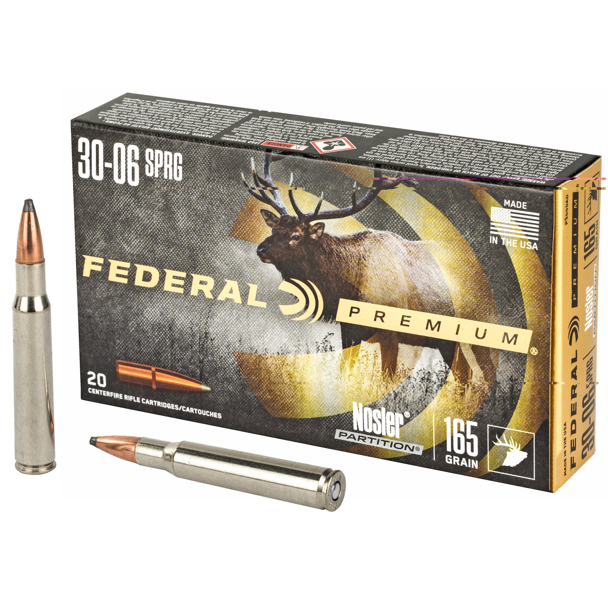 Federal Premium Ammunition 30-06 Springfield 165 Grain Nosler Partition 20RD