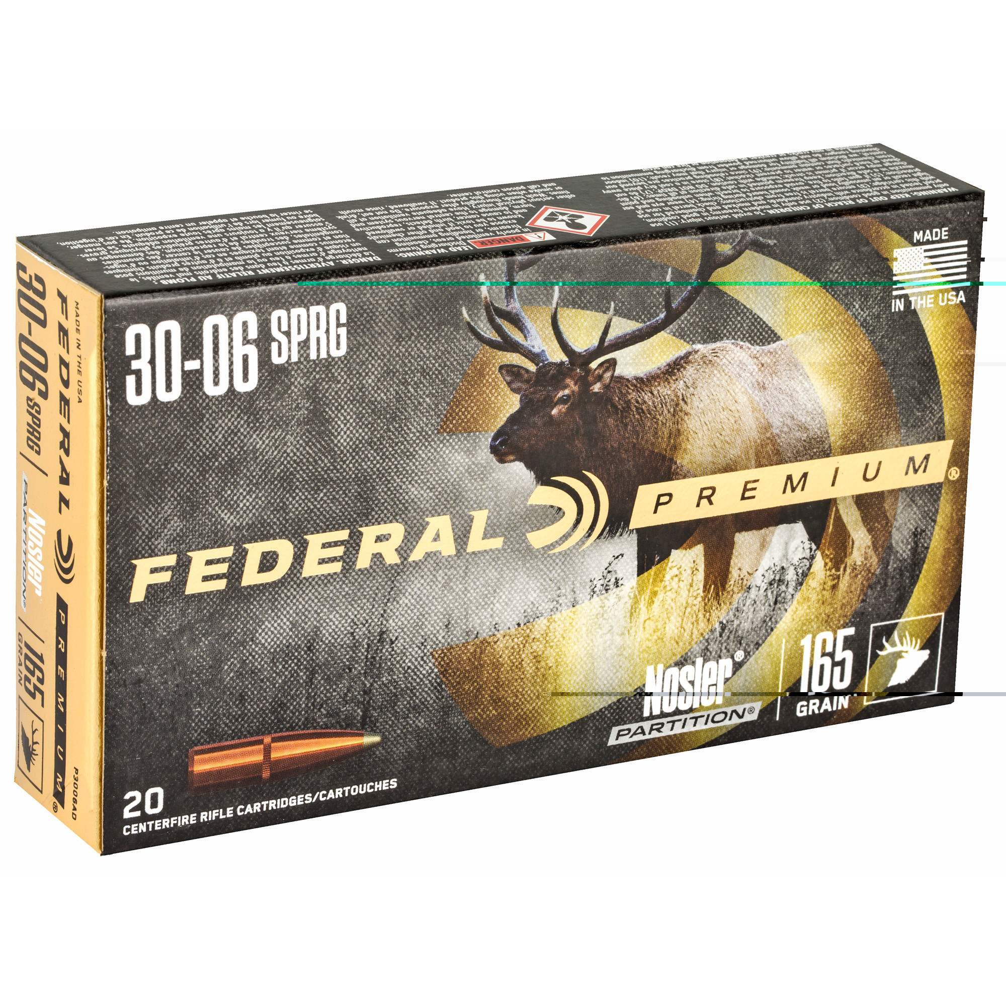 Federal Premium Ammunition 30-06 Springfield 165 Grain Nosler Partition 20RD