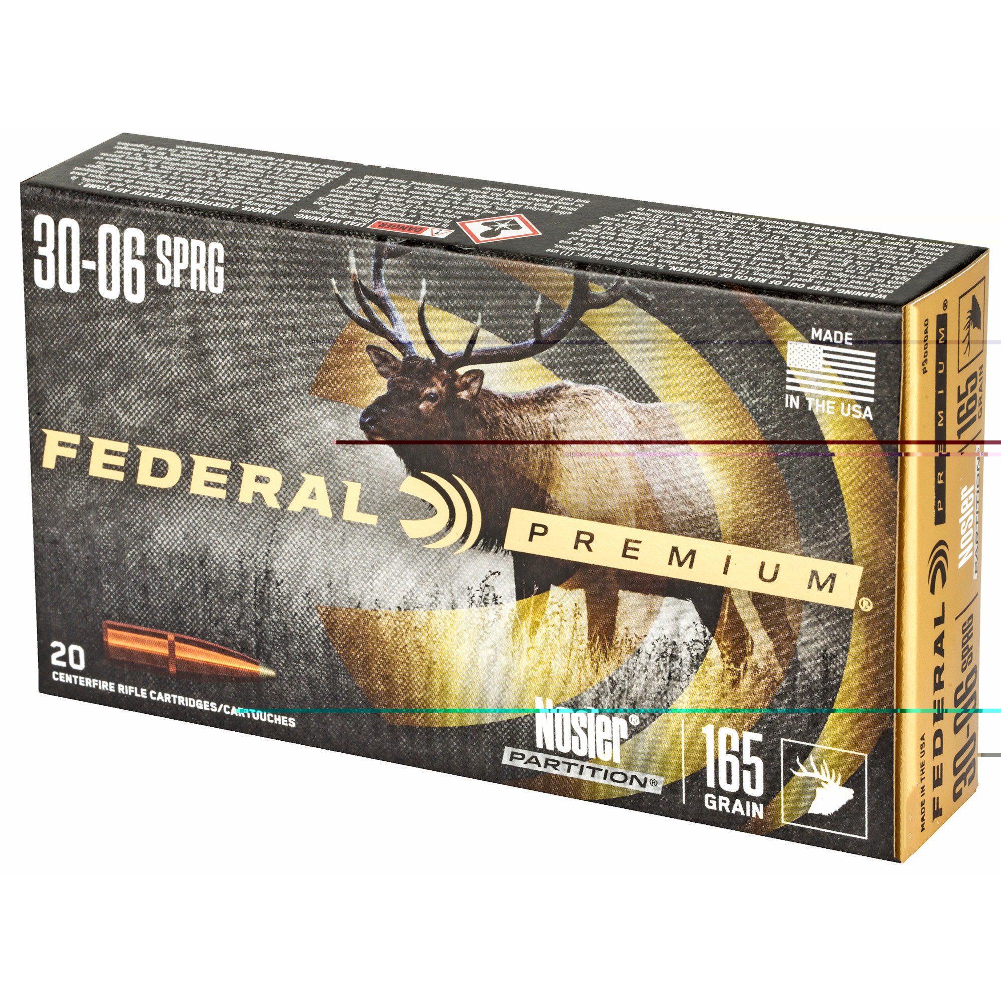 Federal Premium Ammunition 30-06 Springfield 165 Grain Nosler Partition 20RD