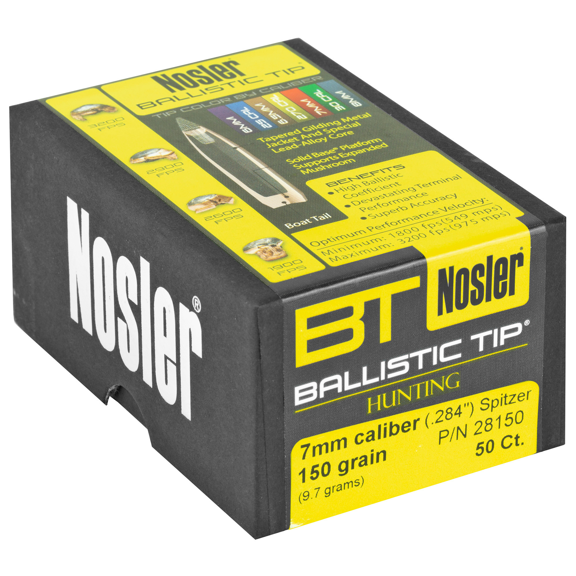 Nosler 28150 Ballistic Tip Hunting 7mm .284 150 GR Spitzer 50 Per Box