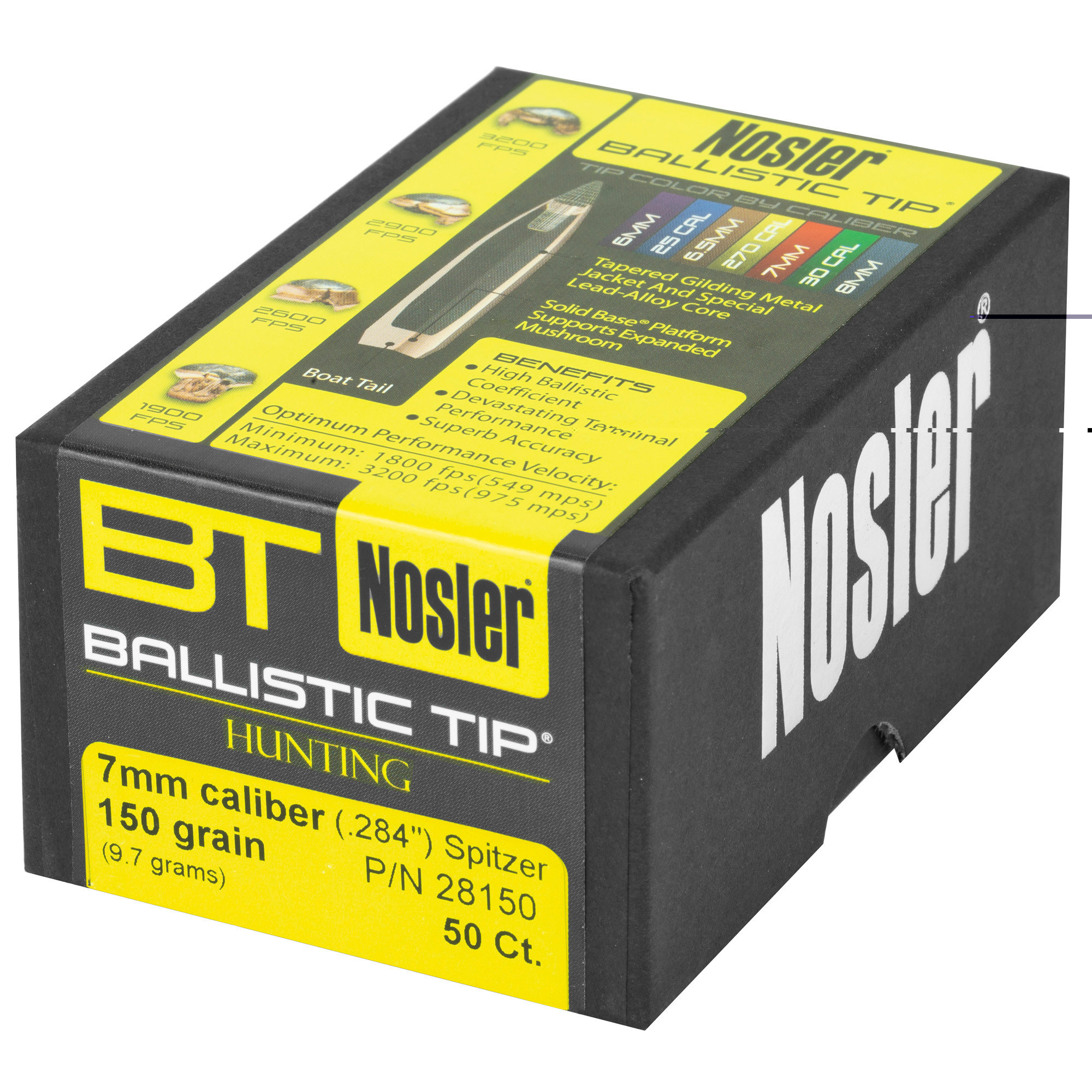 Nosler 28150 Ballistic Tip Hunting 7mm .284 150 GR Spitzer 50 Per Box