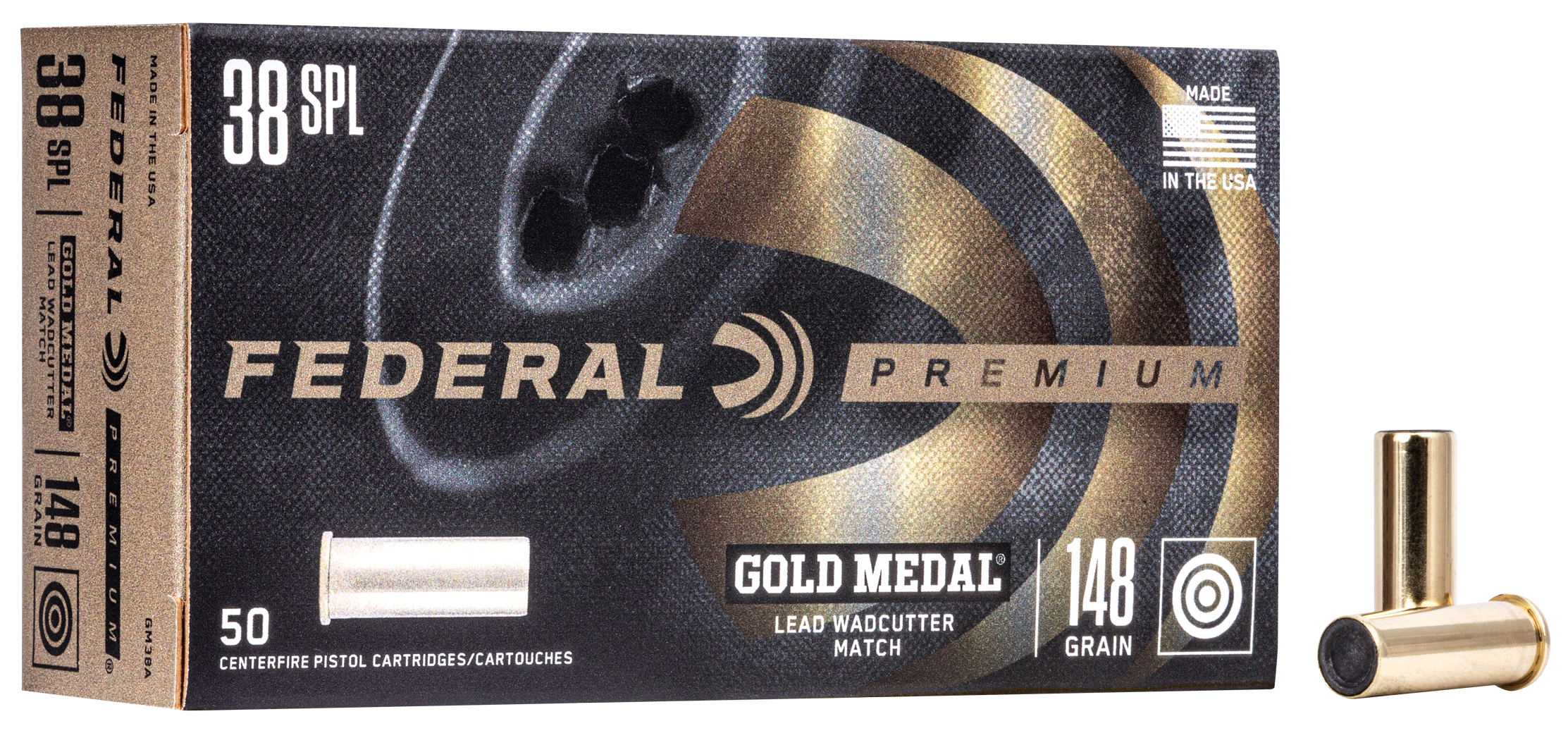 Federal Premium Gold Medal Match Ammunition 38 Special 148 Grain Lead Wadcutter Box of 50