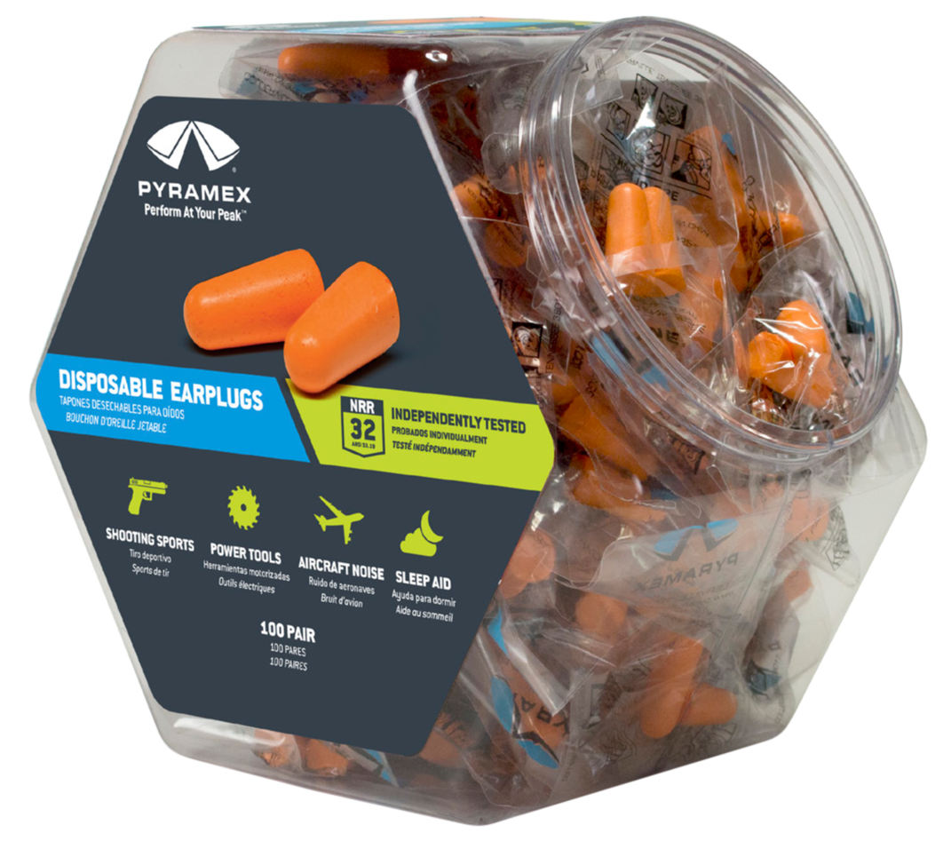 Pyramex PYDP1000BN Disposable Earplugs Foam 32 dB In The Ear Orange Adult 100 Pair