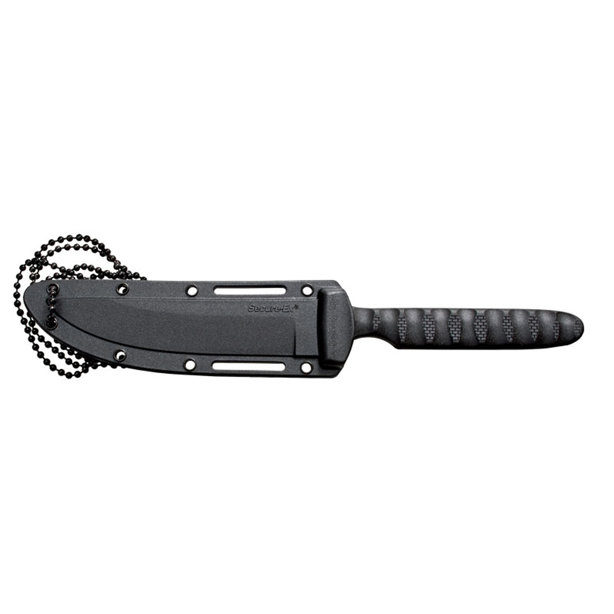 Cold Steel CS53NCT Spike4" Fixed Tanto Plain Cryo 4116 SS Blade/Black Scalloped Griv-Ex Handle Includes Bead Chain Lanyard/Sheath