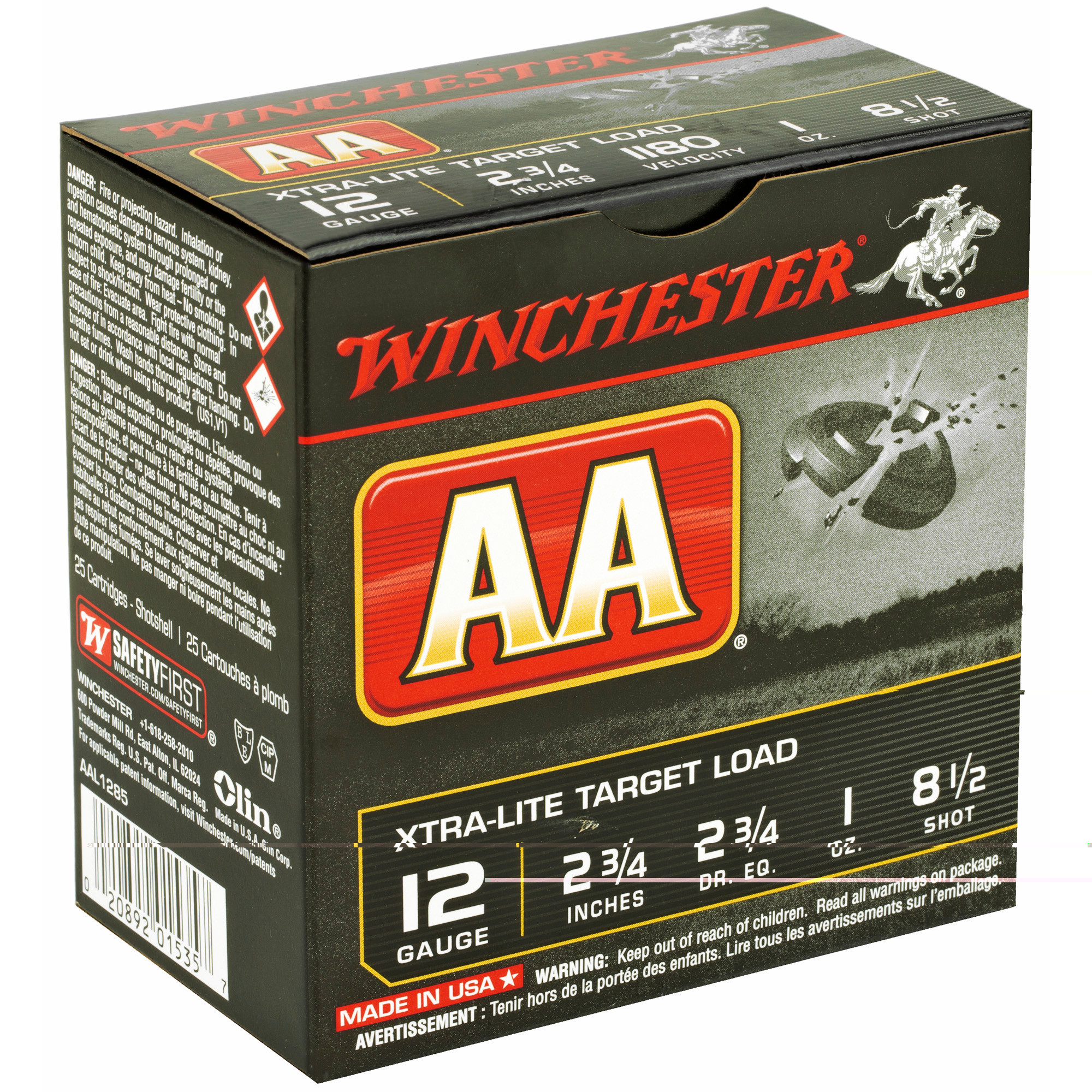 Winchester Ammo AAL1285 AA Xtra-Lite Target 12 Gauge 2.75" 1 oz 1180 fps 8.5 Shot 25ea