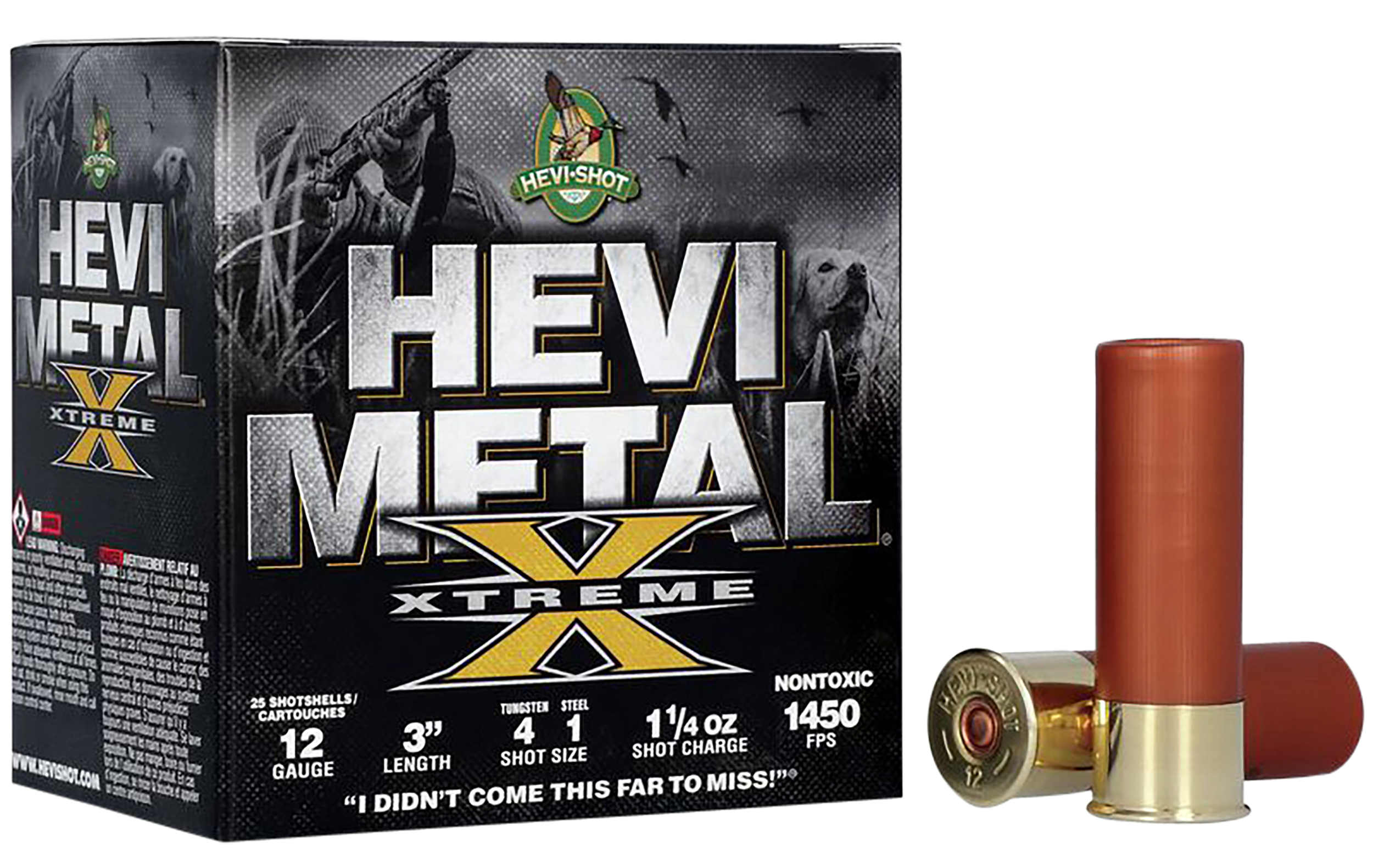 HEVI-Shot HS38122 Metal Xtreme Waterfowl 12 Gauge 3" 1 1/4 oz Steel Tungsten 4 & 1 Shot 25 Per Box/ 10 Cs