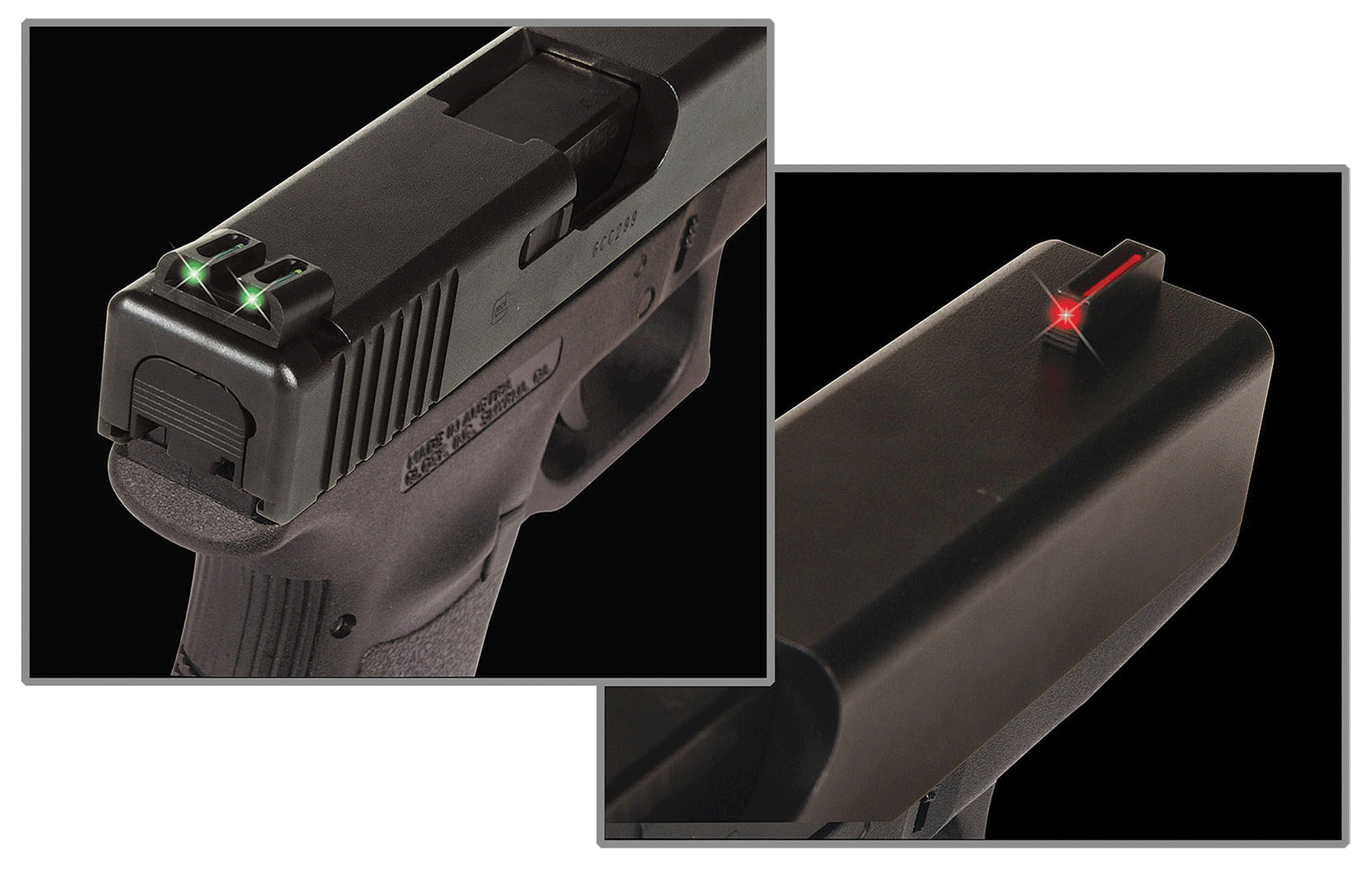 TRUGLO Fiber Optic Sight Set Glock 17, 17L, 19, 22, 23, 24, 26, 27, 33, 34, 35, 38, 39 Gen 1, 2, 3, 4, 5 Steel Fiber Optic Red Front, Green Rear