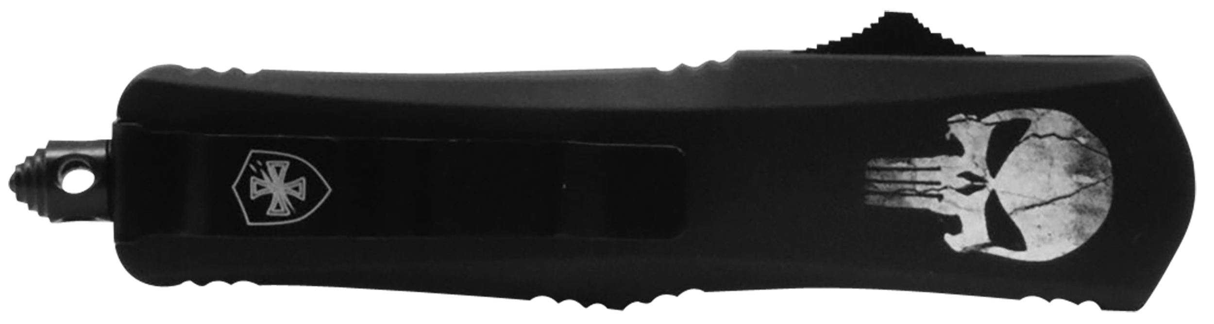 Templar Knife MFL231 FAllen Gen II Slim 3.43" OTF Tanto Plain Black Oxide Stonewashed 440C SS Blade/5.05" Black w/Skull Aluminum Handle Features Glass Breaker Includes Pocket Clip/Sheath