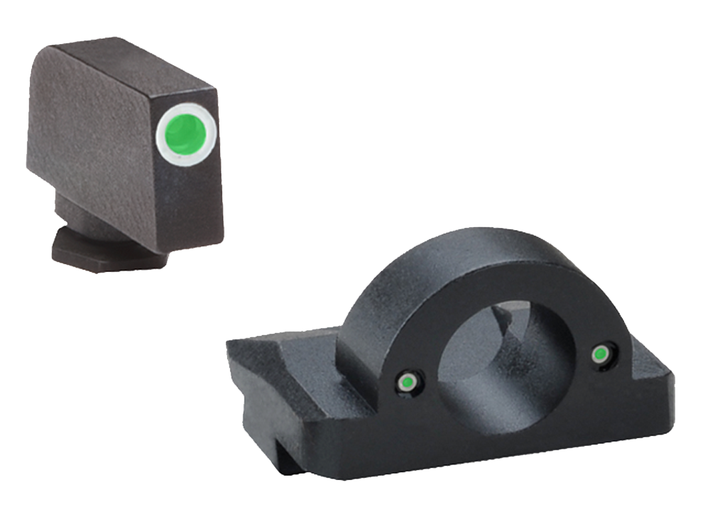 AmeriGlo GL126 Ghost Ring Sight Set for GlockBlack | Green Tritium with White Outline Front Sight Green Tritium Rear Sight