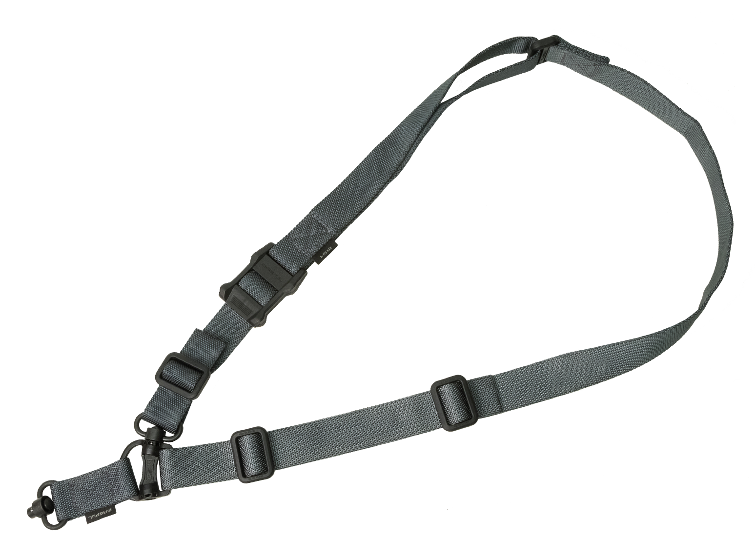 Magpul MAG518-GRY MS4 Sling GEN2 made of Stealth Gray Nylon Webbing with 1.25" W, Adjustable One-Two Point Design & 2 QD Push Button Swivels for AR-Platforms