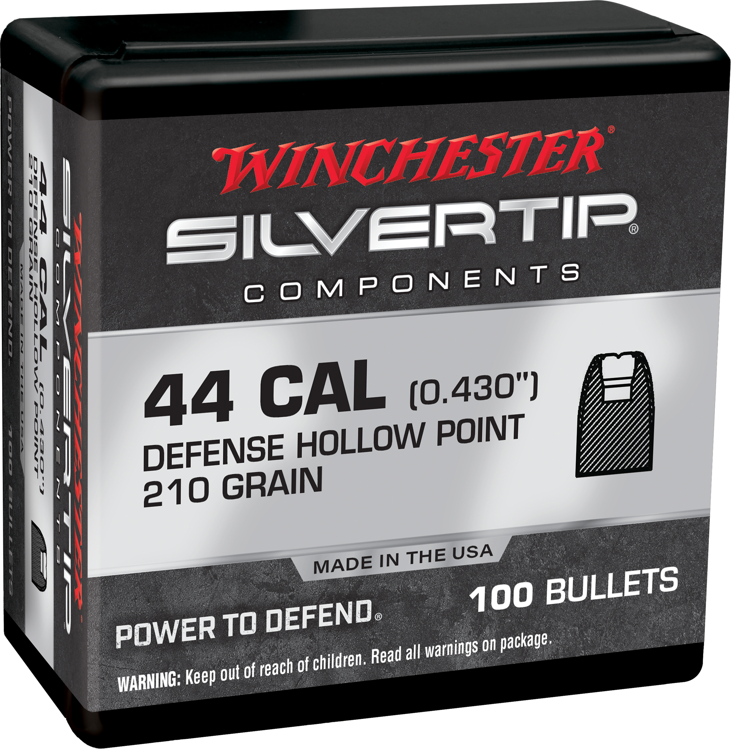Winchester AmmoCenterfire Handgun Reloading 44 Mag .430 210 gr Silvertip Hollow Point 100 Per Box
