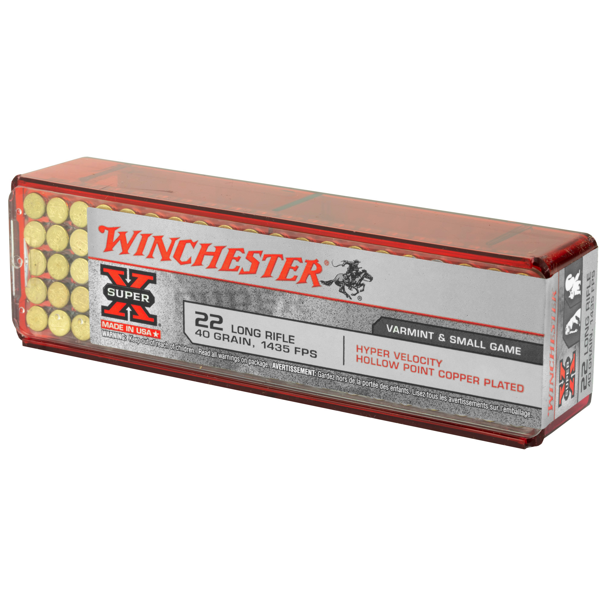 Winchester Hyper Speed Rimfire Ammunition 22 Long Rifle 40 Grain Plated Lead Hollow Point