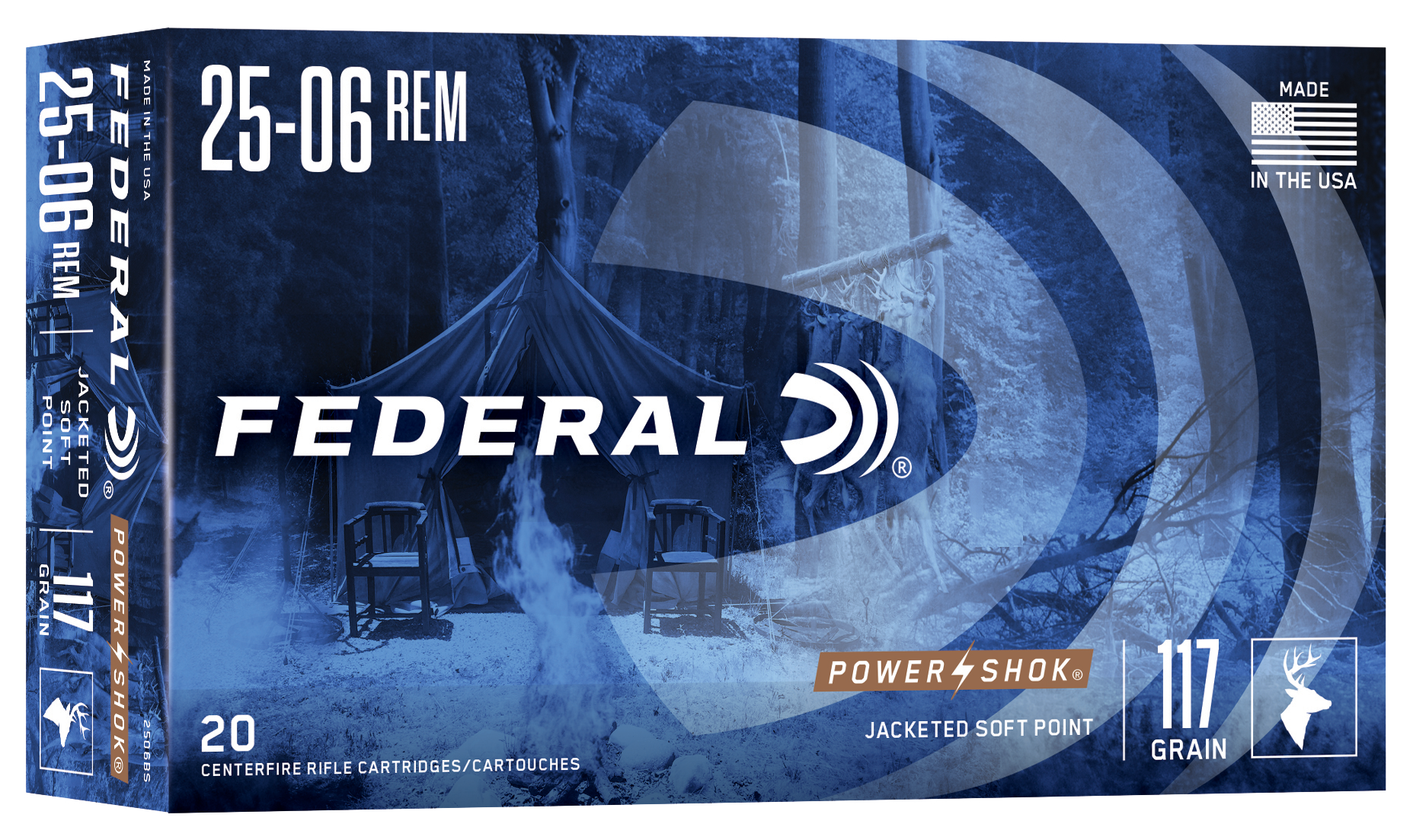 Federal Power-Shok Ammunition 25-06 Remington 117 Grain Soft Point 20RD