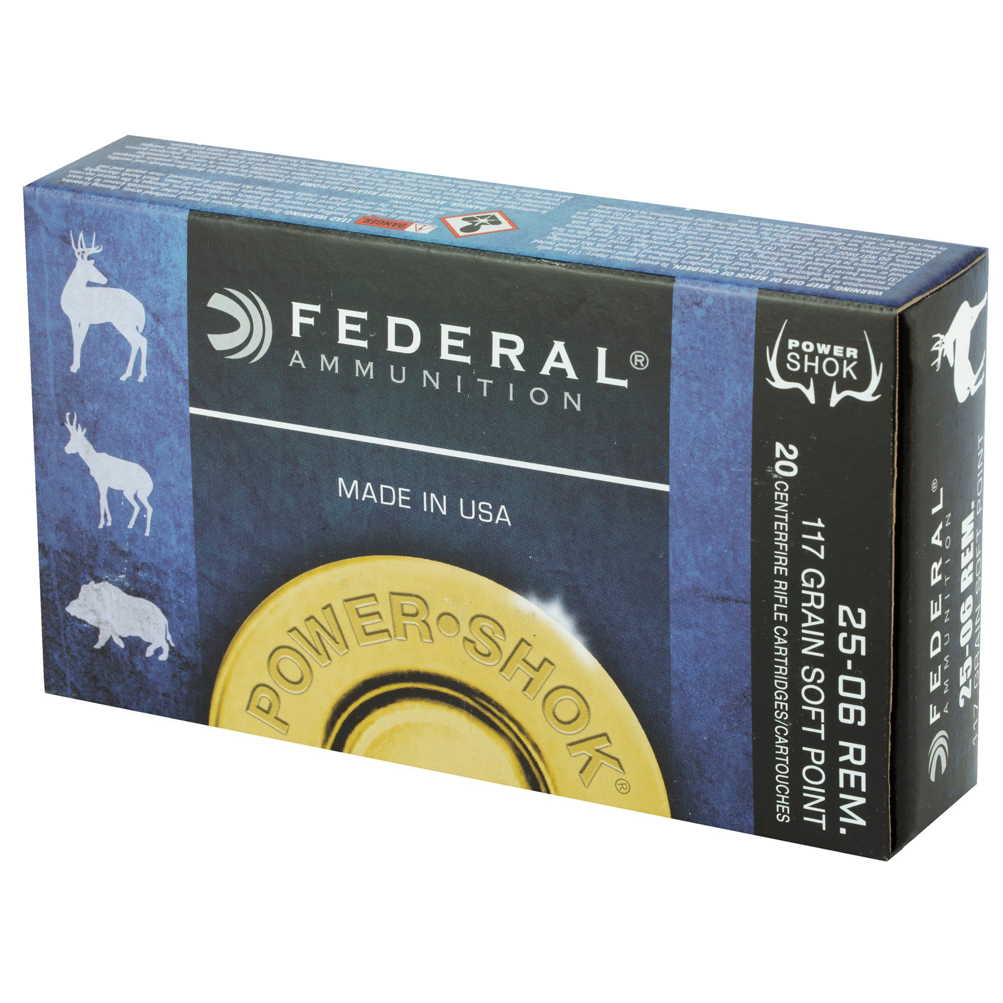 Federal Power-Shok Ammunition 25-06 Remington 117 Grain Soft Point 20RD