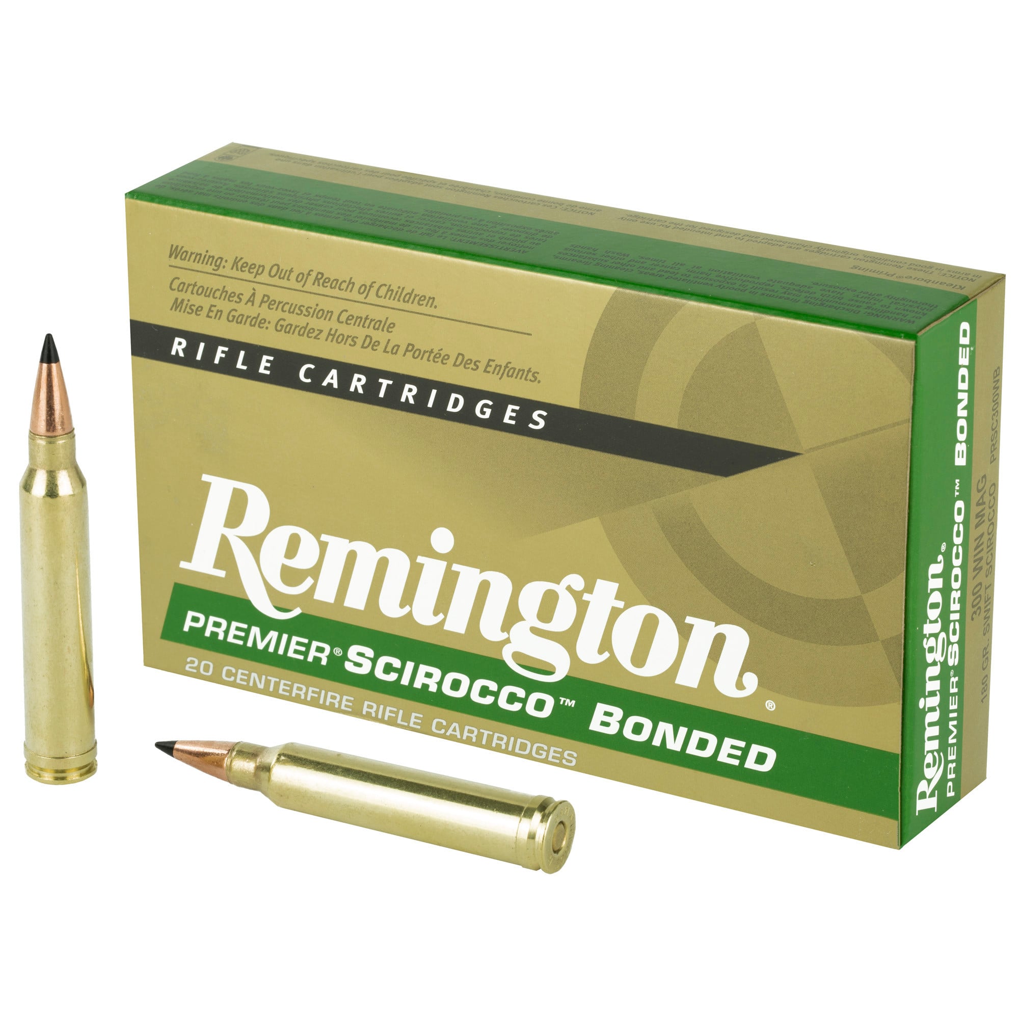 Remington Premier Ammunition 300 Winchester Magnum 180 Grain Swift Scirocco II 20RD