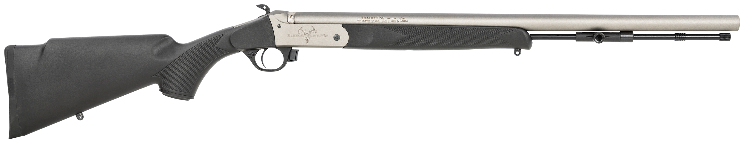 Traditions R72110840 Buckstalker XT 50 Cal 209 Primer 24" Stainless Cerakote Black Synthetic Stock