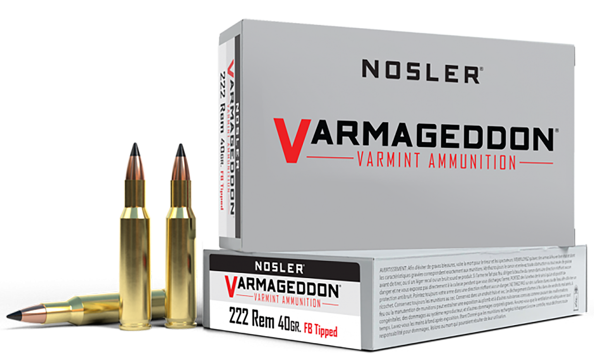 Nosler Varmageddon Ammunition 222 Remington 40 Grain Tipped Flat Base 20RD