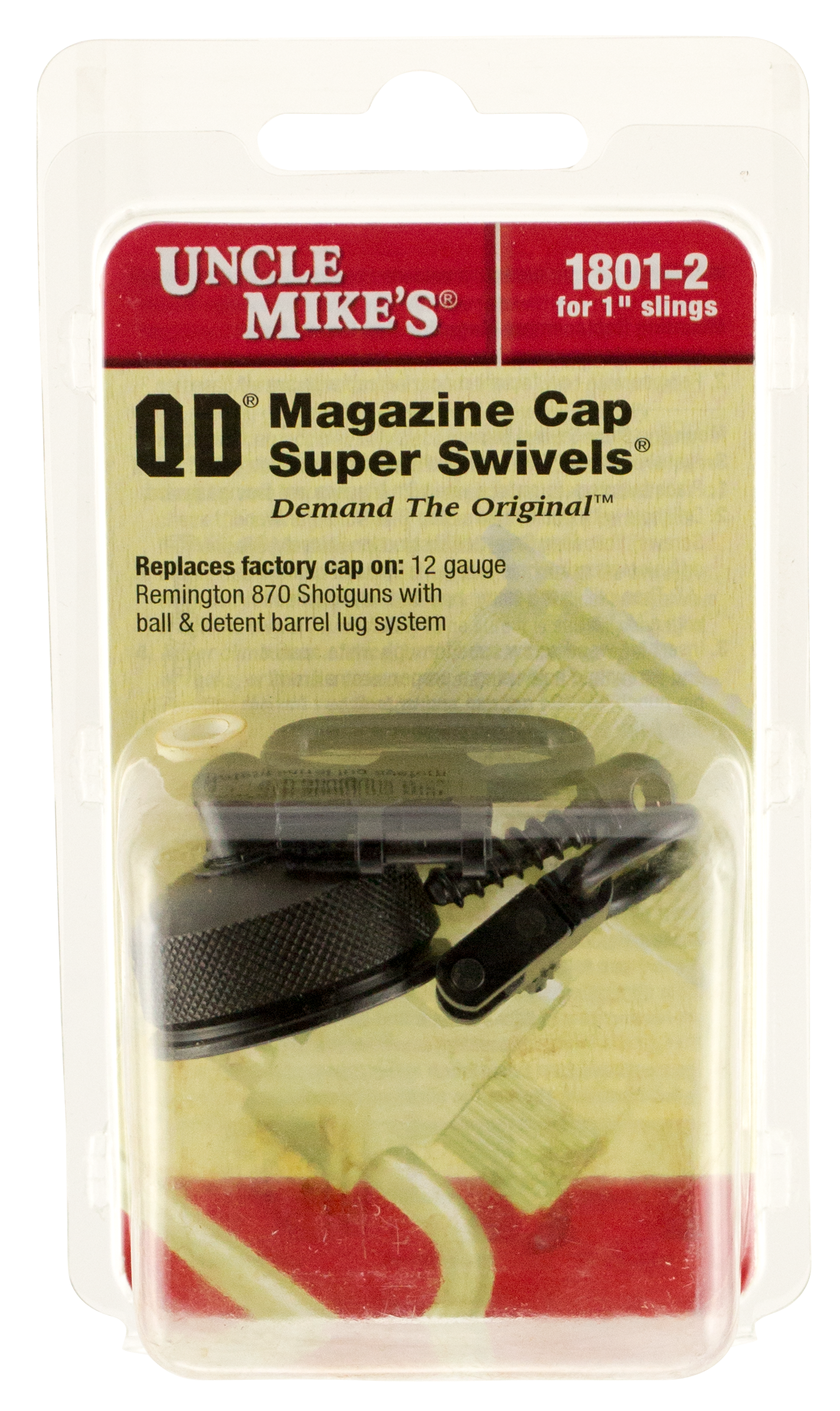 Uncle Mike's 18012 Mag Cap Swivel Set made of Steel with Blued Finish, 1" Loop Size & Quick Detach Style for 12 Gauge Remington 870 & 870 Youth Shotguns Includes Two Super Swivels