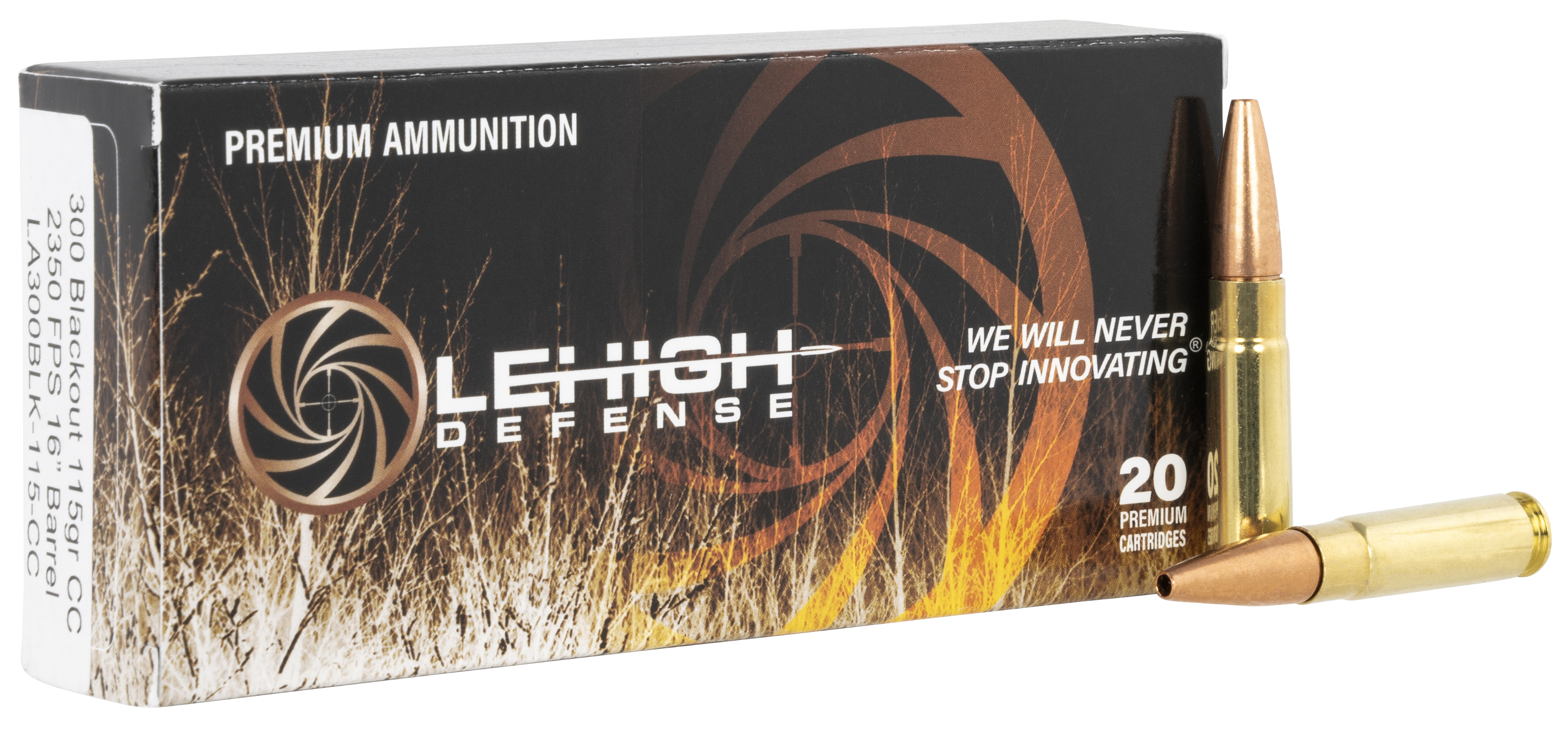 Lehigh Defense CC Ammunition 300 AAC Blackout 115 Grain Controlled Chaos Lead Free 20RD
