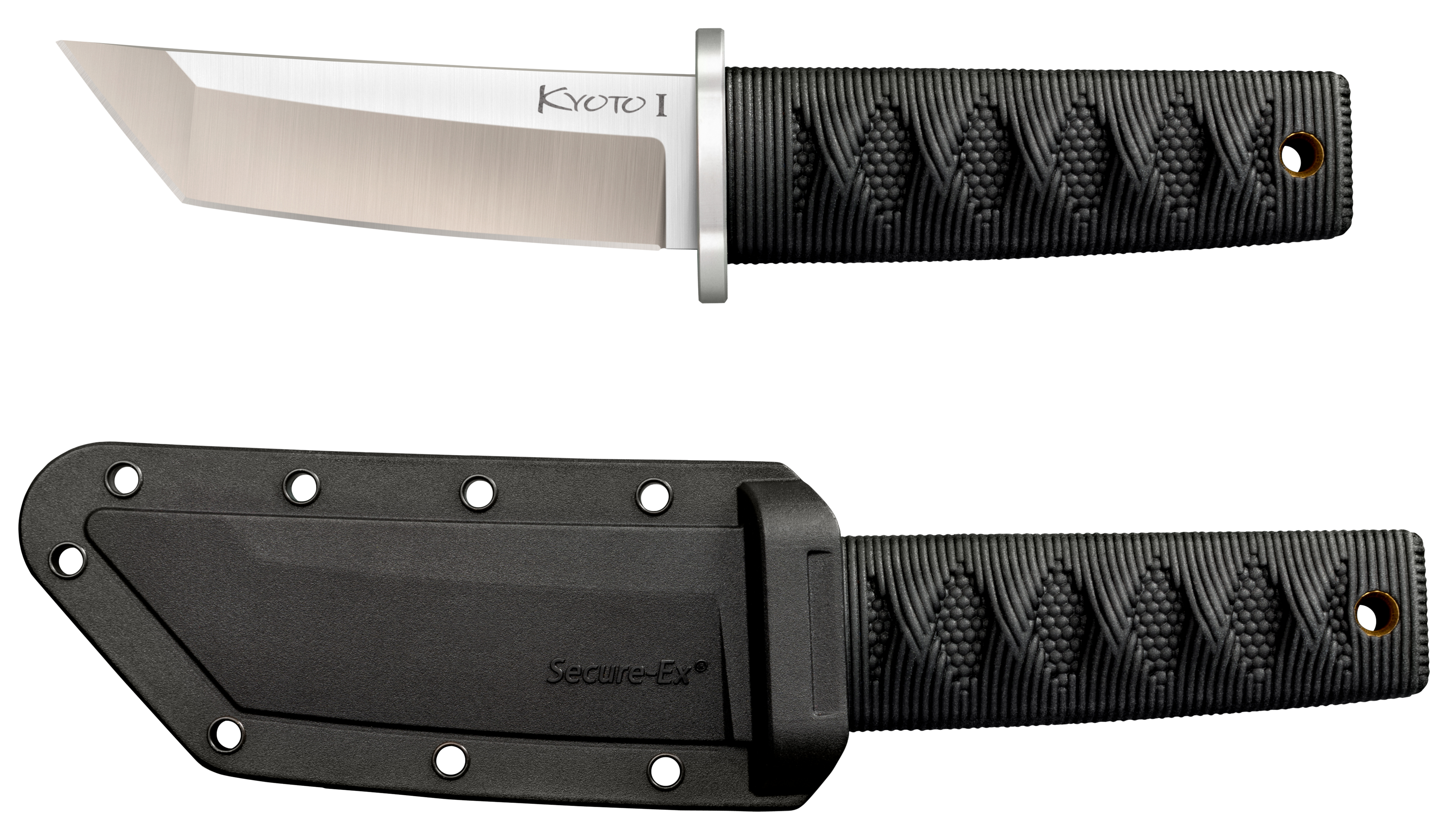 Cold Steel CS17DA Kyoto I 3.25" Fixed Plain Tanto 8Cr13MoV SS Blade/Black Contoured Kray-Ex Handle