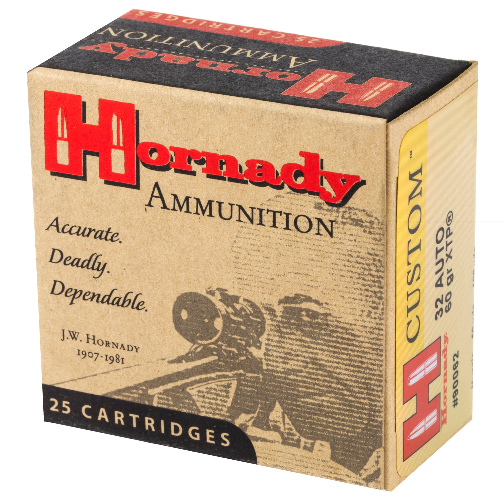 Hornady Custom Ammunition 32 ACP 60 Grain XTP Jacketed Hollow Point Box of 25