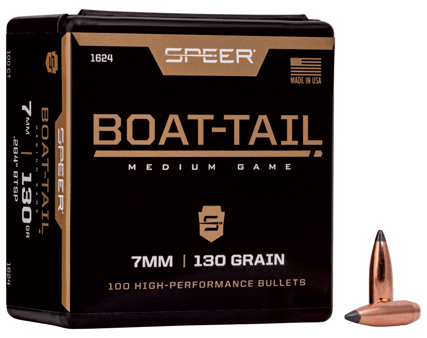 Speer Bullets 284 Caliber, 7mm (284 Diameter) 130 Grain Spitzer Boat Tail Box of 100