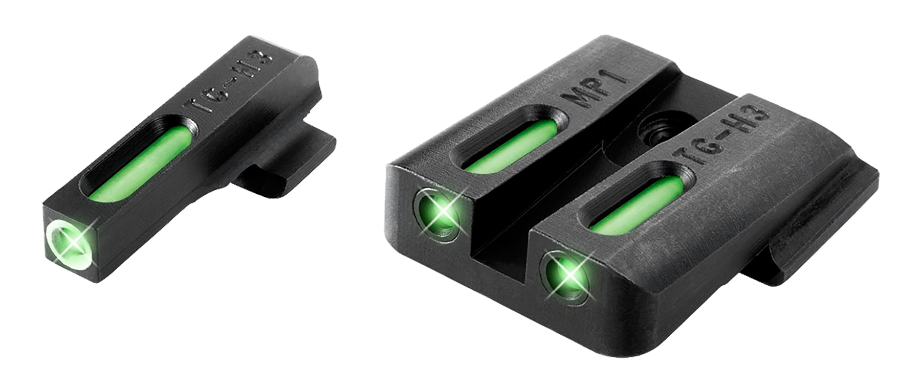 TRUGLO TFX Sight Set S&W M&P, M&P Shield, Shield M2.0, SD9, SD40 Tritium Fiber Optic Green with White Front Dot Outline