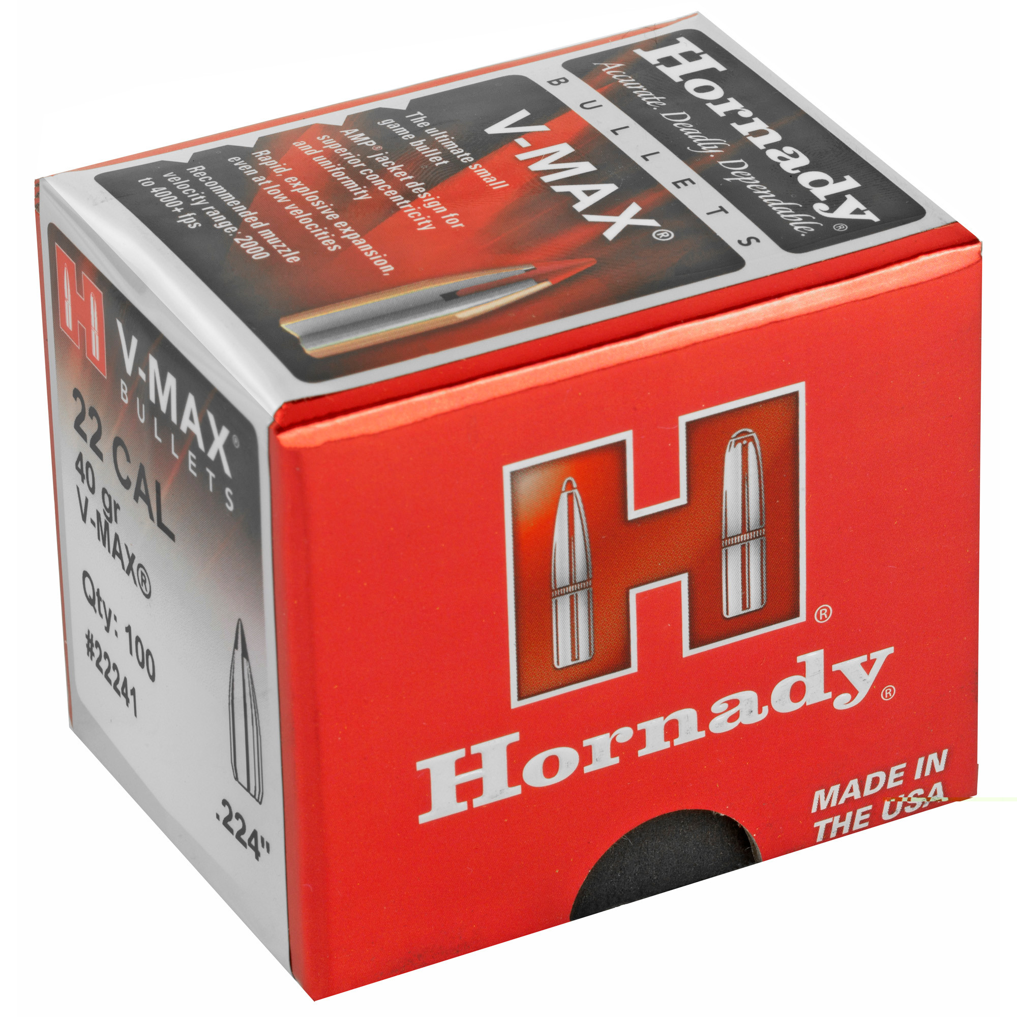 Hornady V-MAX Bullets 22 Caliber (224 Diameter) 40 Grain Boat Tail