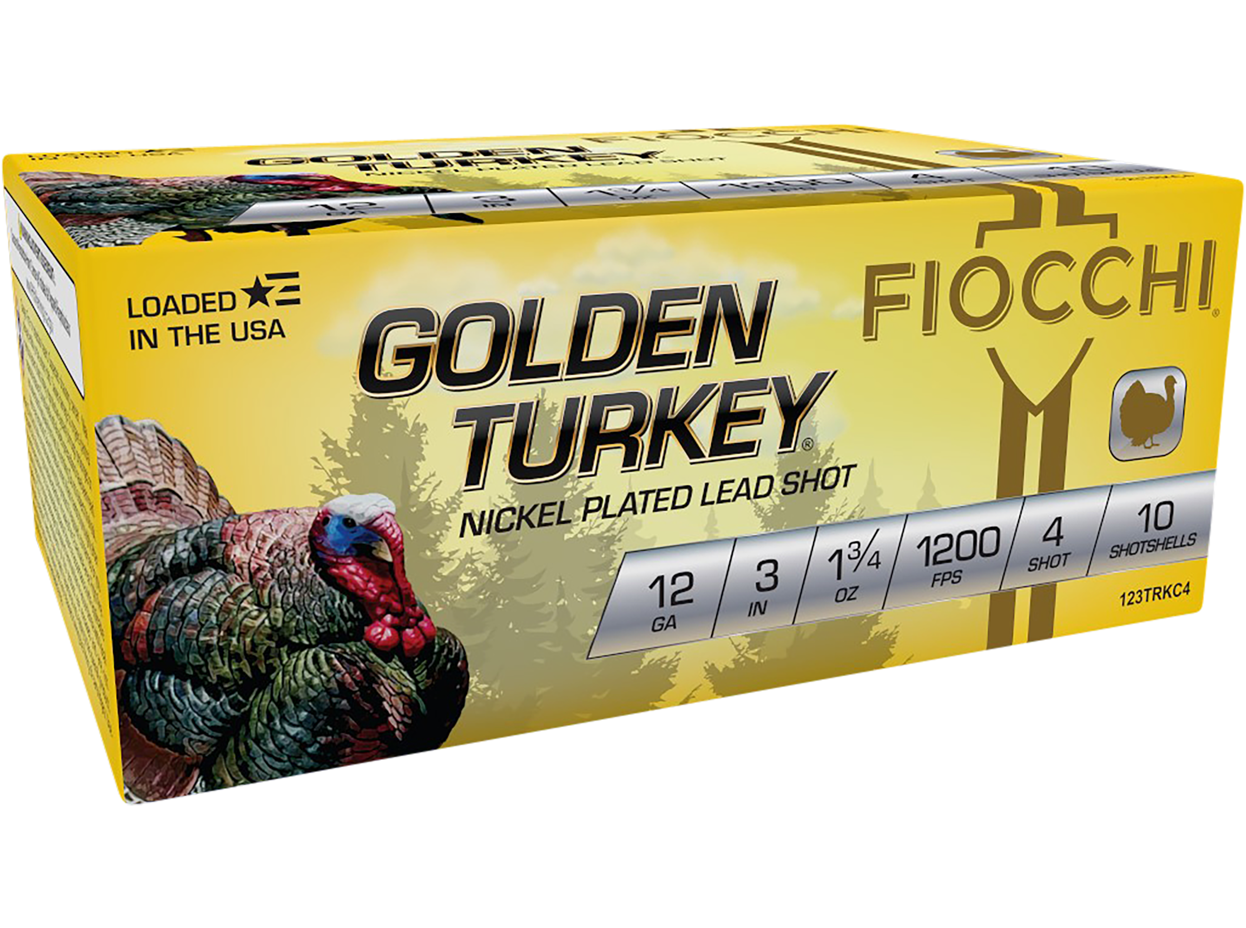 Fiocchi 123TRKC4 Golden Turkey Hunting 12 Gauge 3" 1 3/4 oz 4 Shot 10 Per Box/ 10 Cs