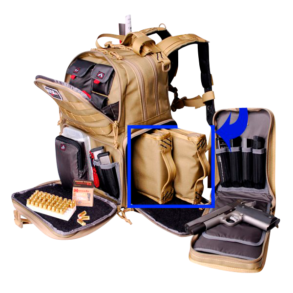 GPS Bags T1612BPR Tactical Backpack Rifle Green with Khaki Trim 1000D Polyester with Removable Pistol Storage, Visual ID Storage System & Lockable Zippers Holds 3 Handguns, Ammo & Accessories