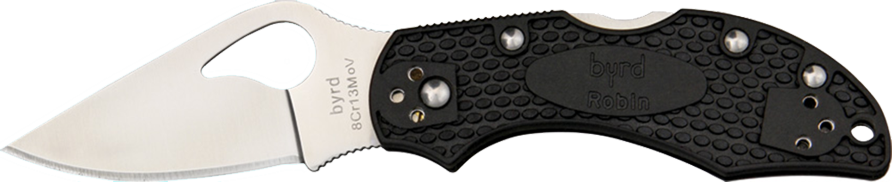 Spyderco BY10PBK2 Byrd Robin 2 Lightweight 2.43" Folding Drop Point Plain 8Cr13MoV SS Blade Black Bi-Directional Texturing FRN Handle Includes Pocket Clip