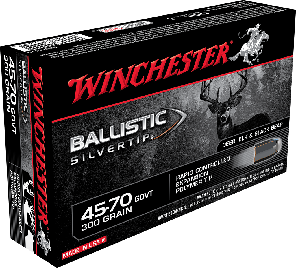 Winchester Ammo SBST4570 Ballistic Silvertip Hunting 45-70 Gov 300 gr Rapid Controlled Expansion Polymer Tip 20 Per Box/ 10 Cs