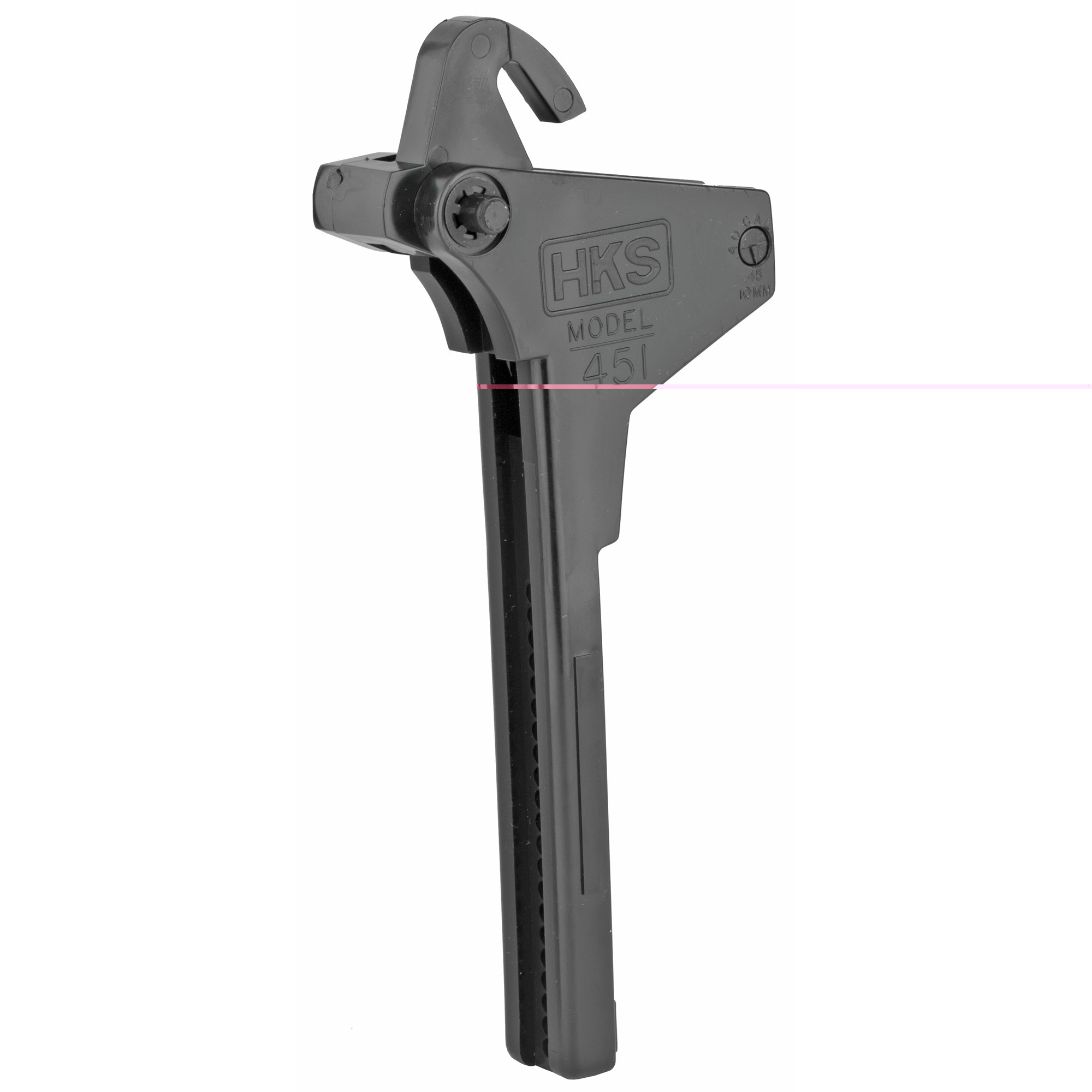 HKS 451 Single Stack Mag Loader Adjustable Style made of Plastic with Black Finish for Multi-Caliber Pistols