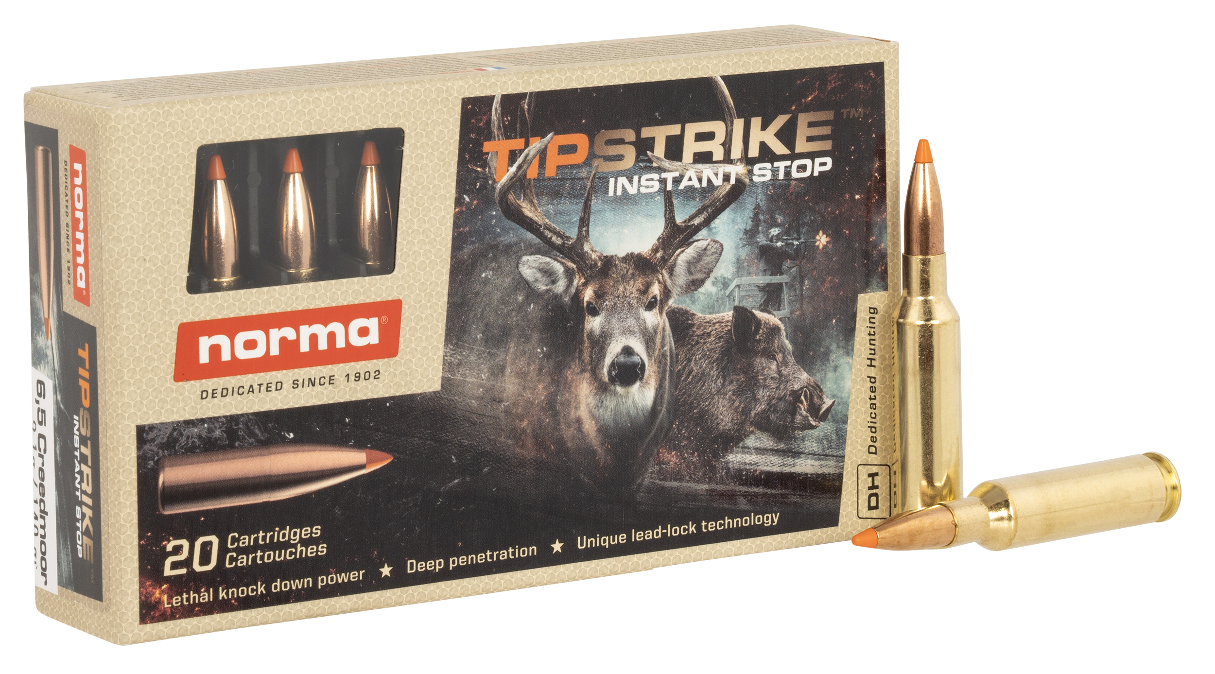 Norma TipStrike Ammunition 6.5 Creedmoor 140 Grain Polymer Tip 20RD