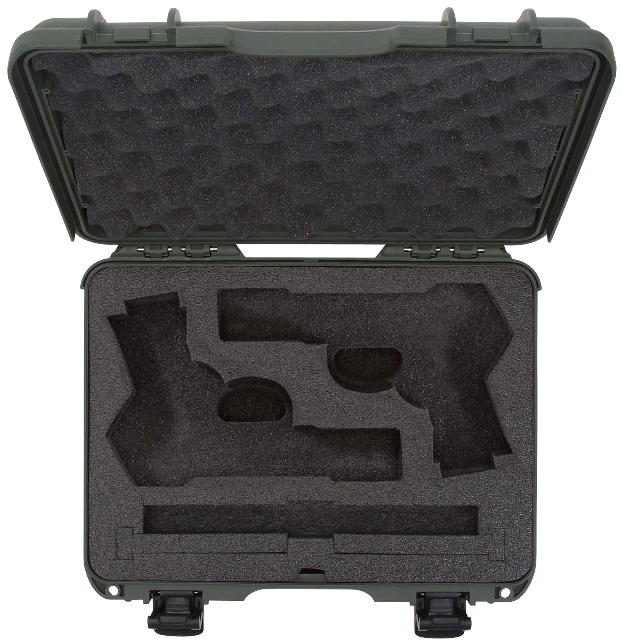 Nanuk 910CLASG6 910 Classic 2 Up Pistol Case Olive Polymer with Latches & Closed-Cell Foam Padding 13.20" L x 9.20" W x 4.10 " H Interior Dimensions