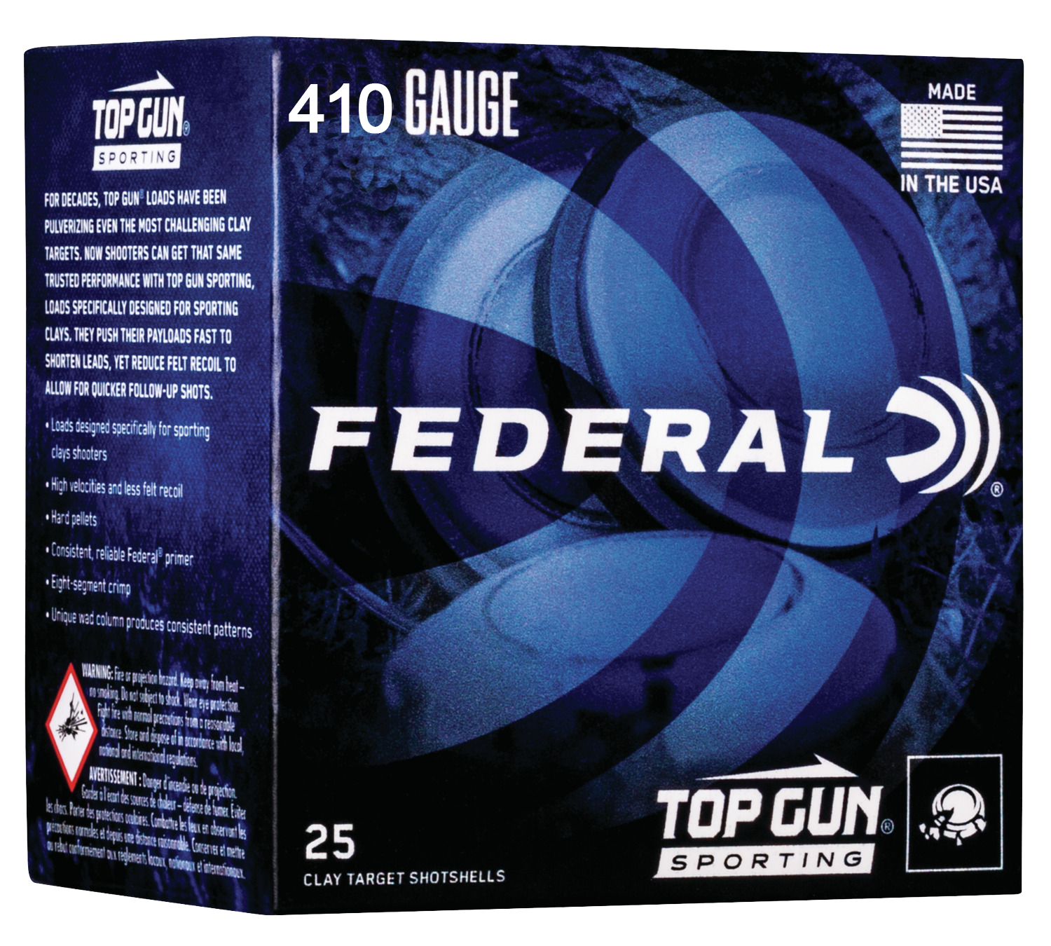 Federal TGS412148 Top Gun Sporting 410 Gauge 2.50" 1/2 oz 1330 fps 8 Shot 25ea