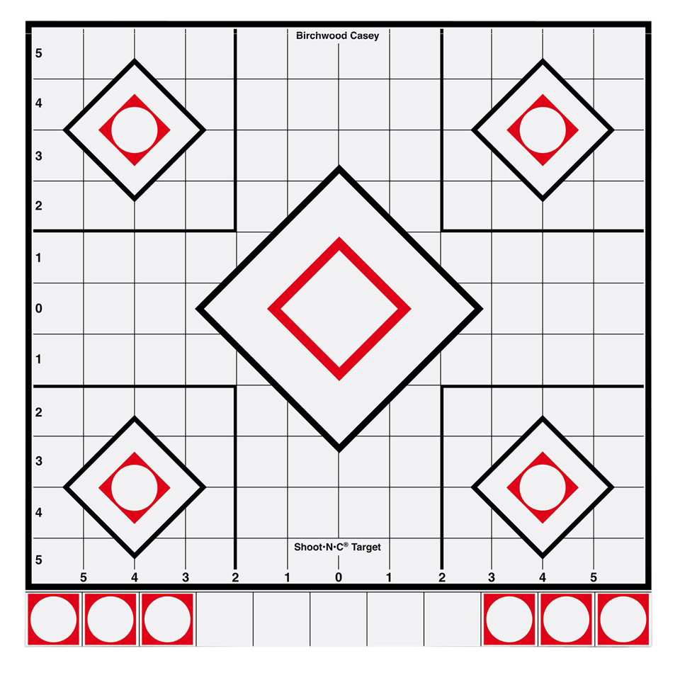 Birchwood Casey 34219 Shoot-N-C Sight-In Self-Adhesive Adhesive Paper White/Red 5-Diamond Includes Pasters 5 Pack